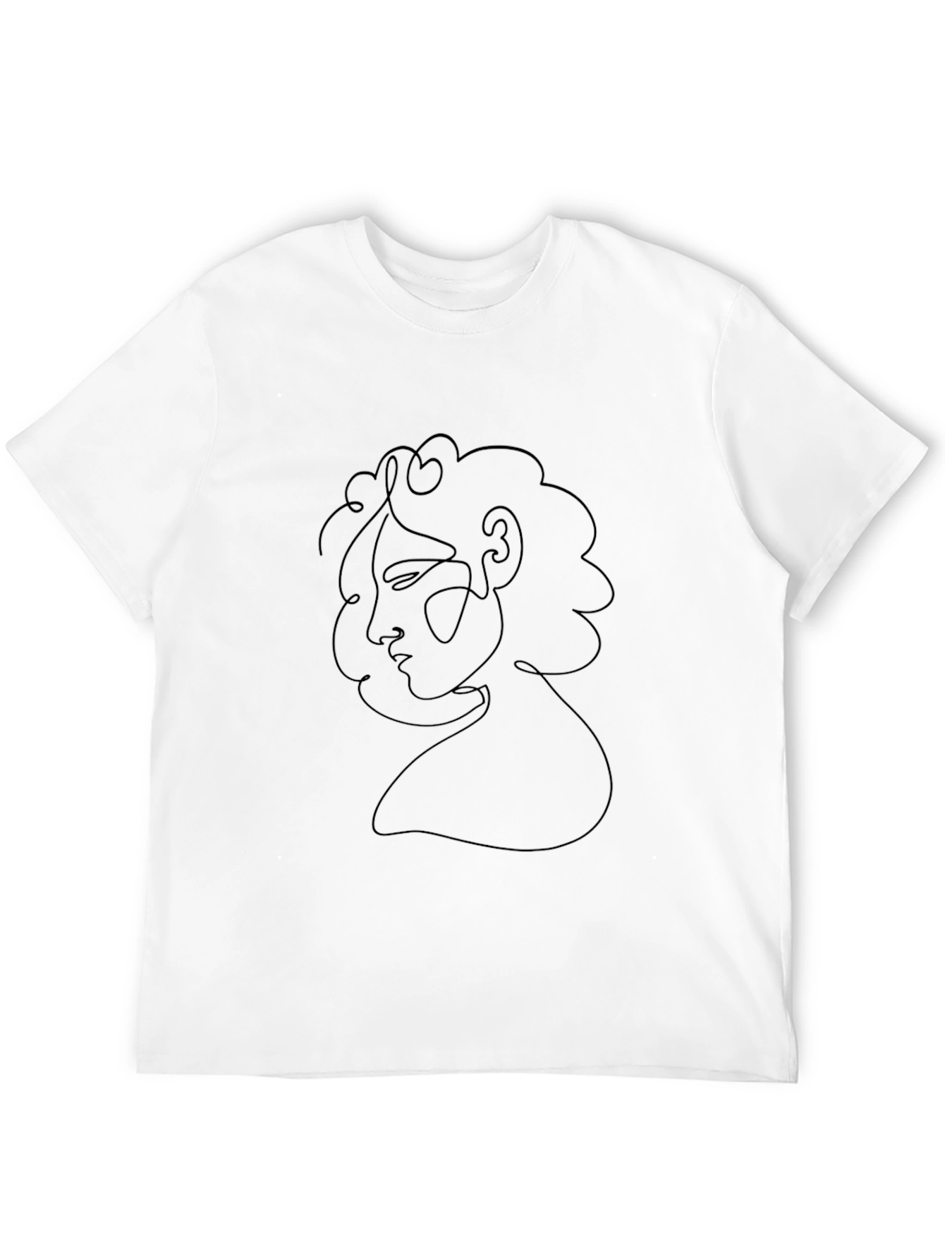Abstract Face Line Art Black T-Shirt
