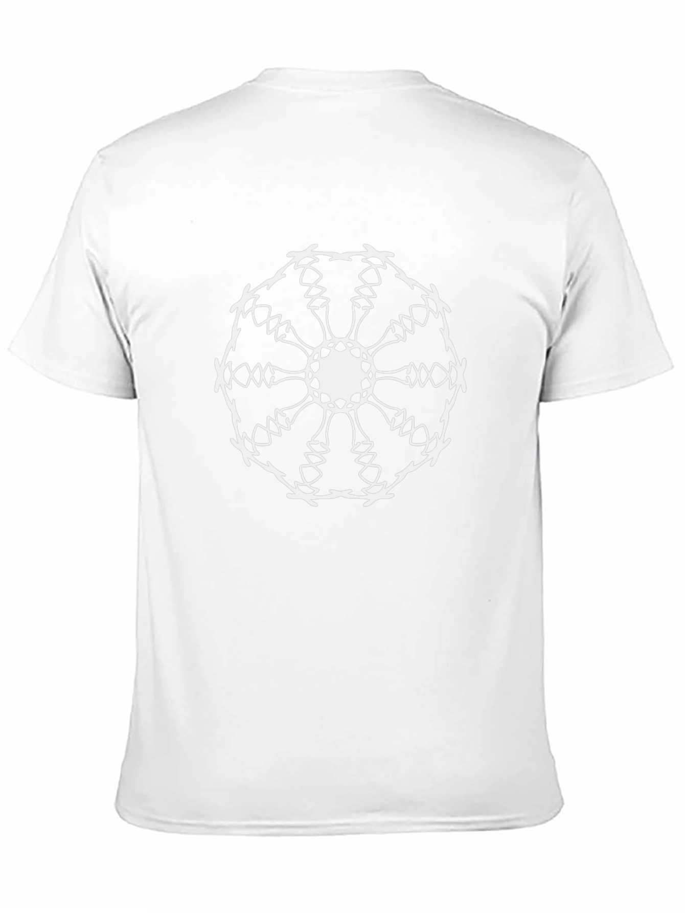 Black Tee with White Geometric Mandala Print