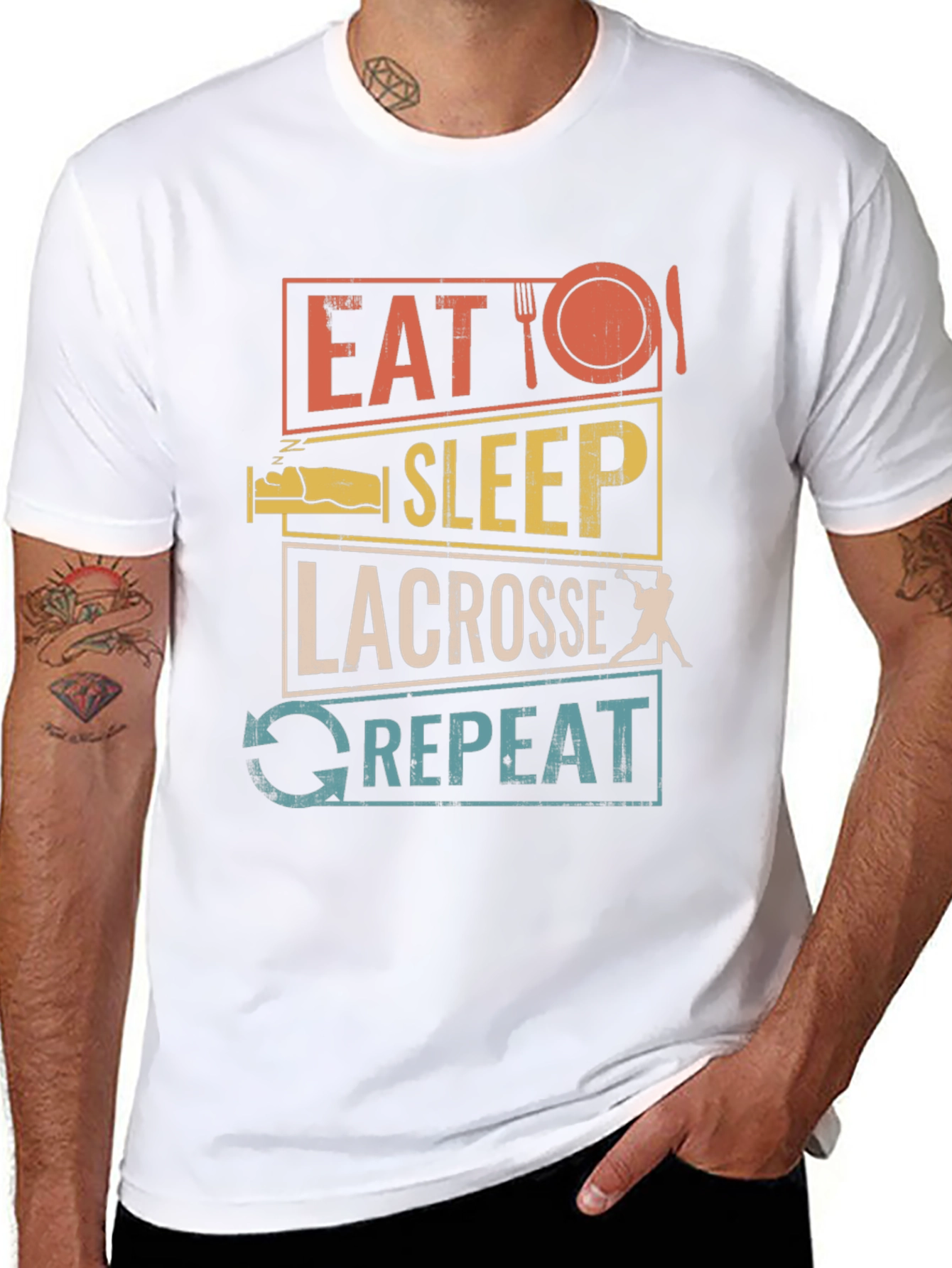 Eat Sleep Lacrosse Repeat Graphic Tee