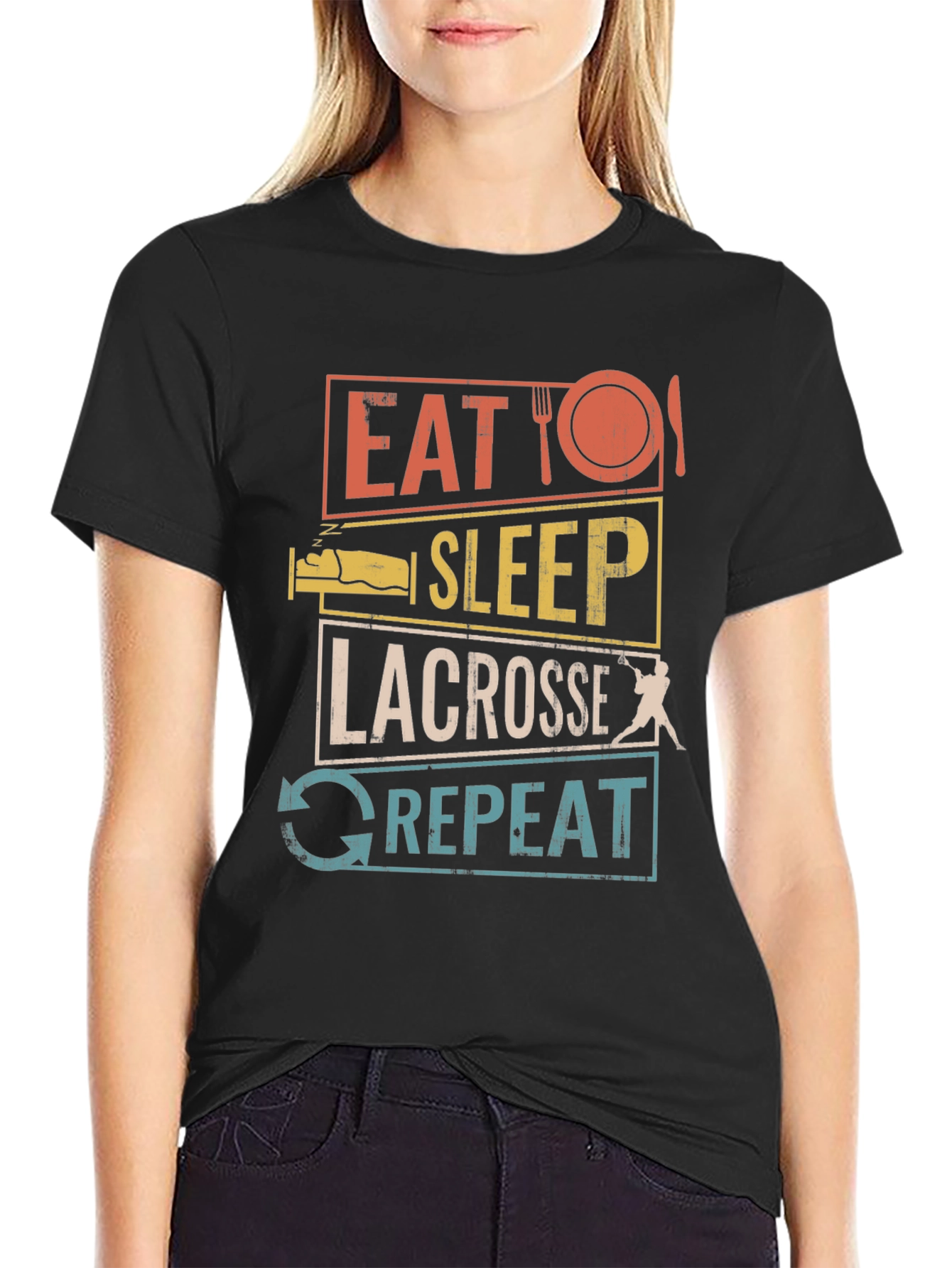 Eat Sleep Lacrosse Repeat Graphic Tee