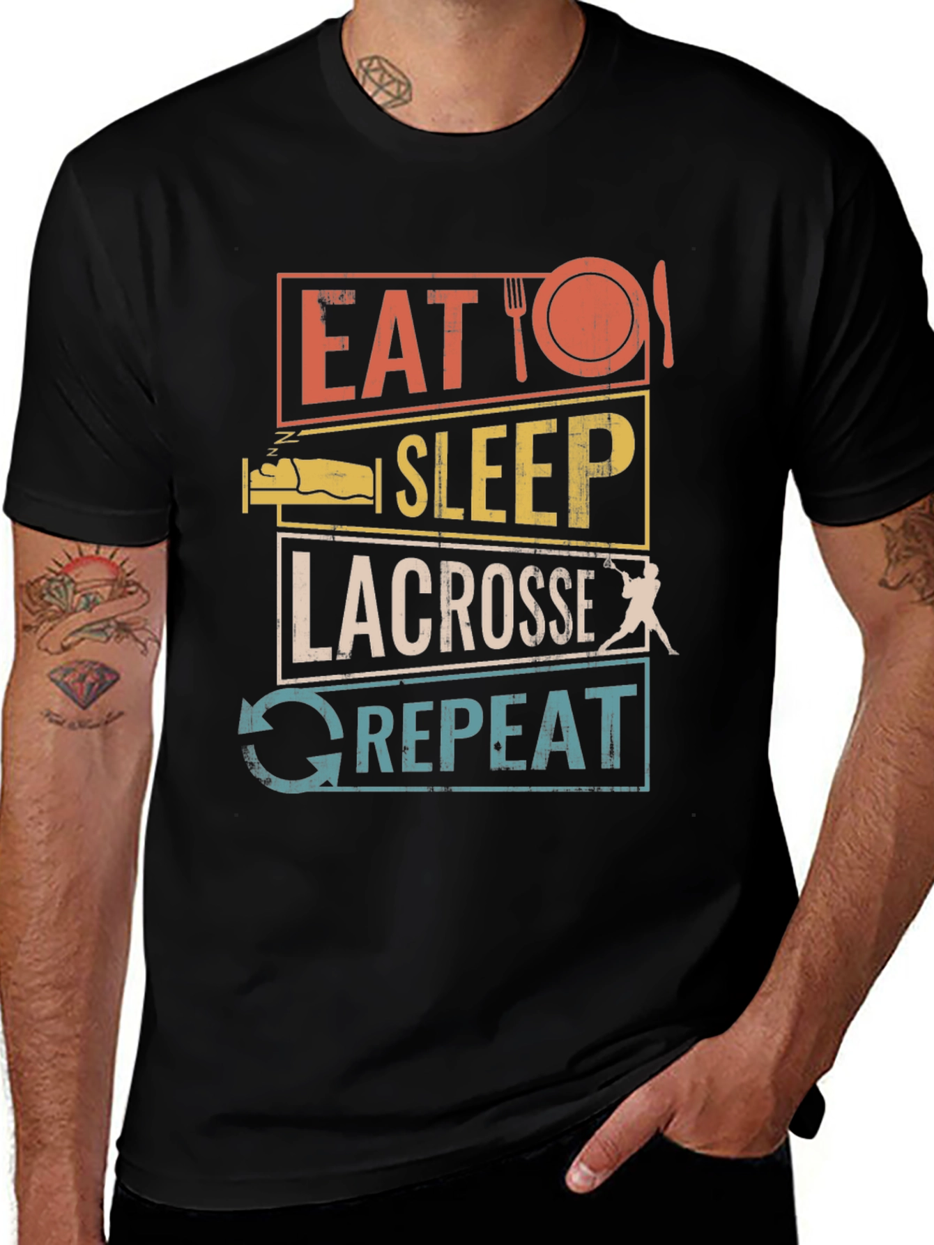 Eat Sleep Lacrosse Repeat Graphic Tee