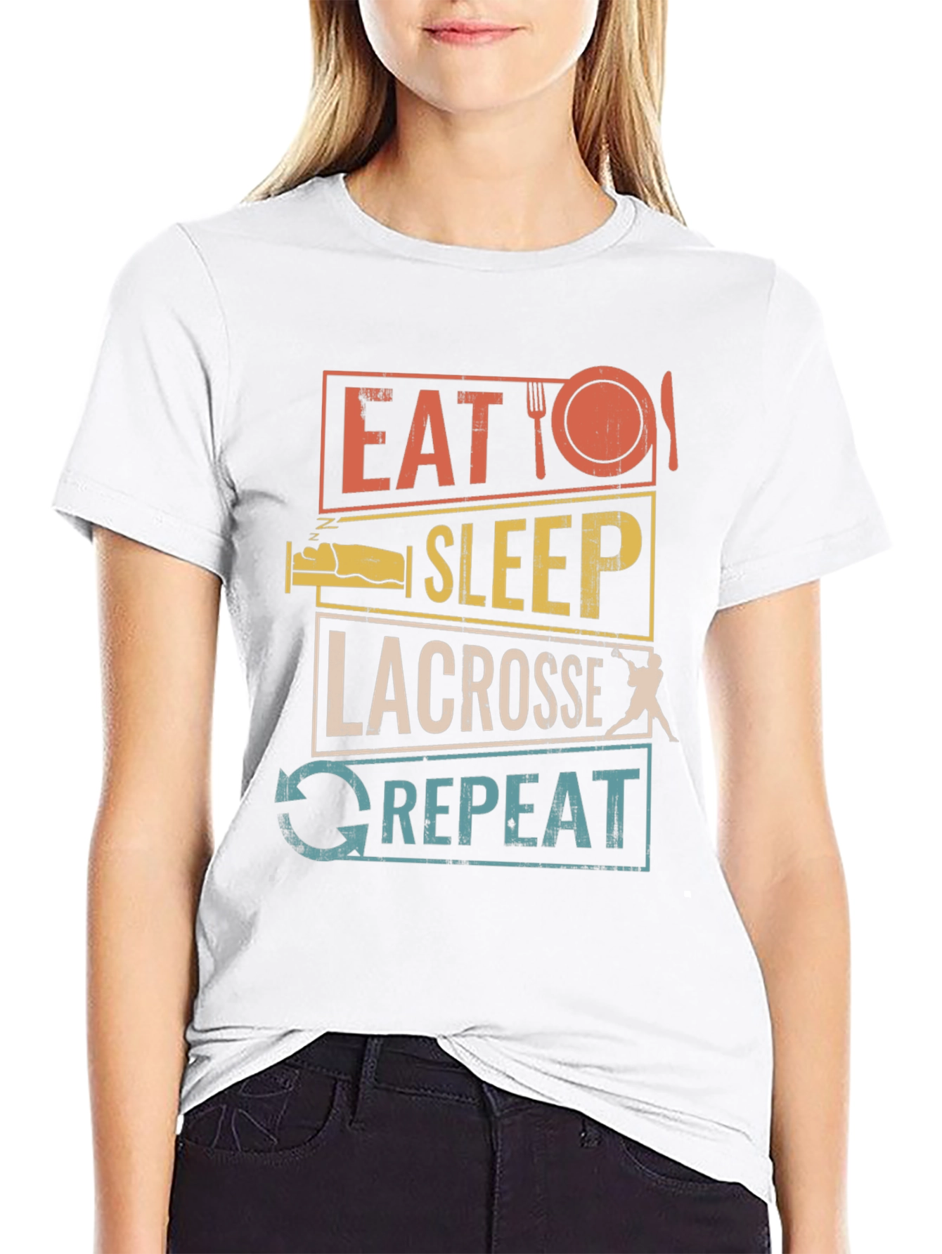 Eat Sleep Lacrosse Repeat Graphic Tee