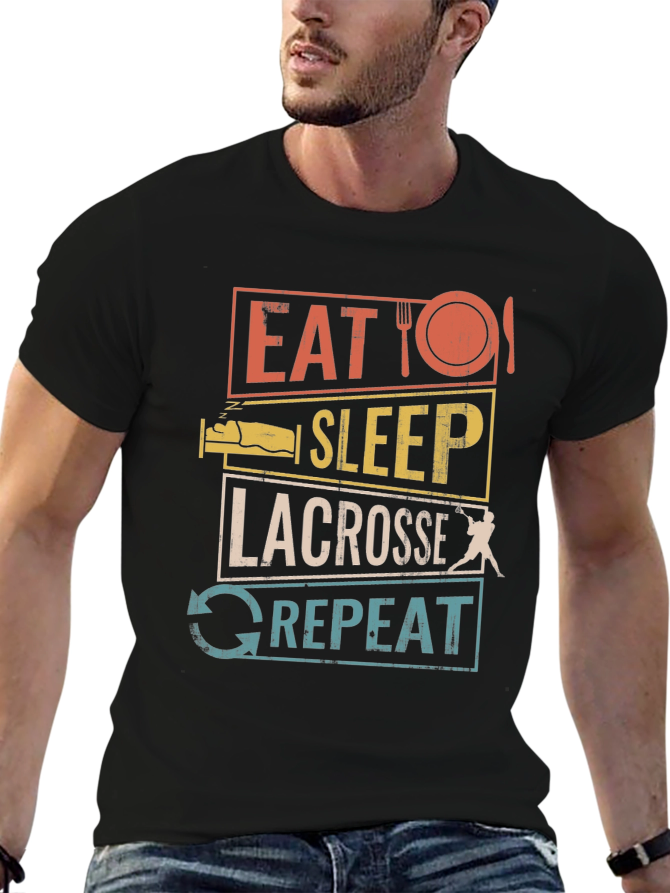 Eat Sleep Lacrosse Repeat Graphic Tee