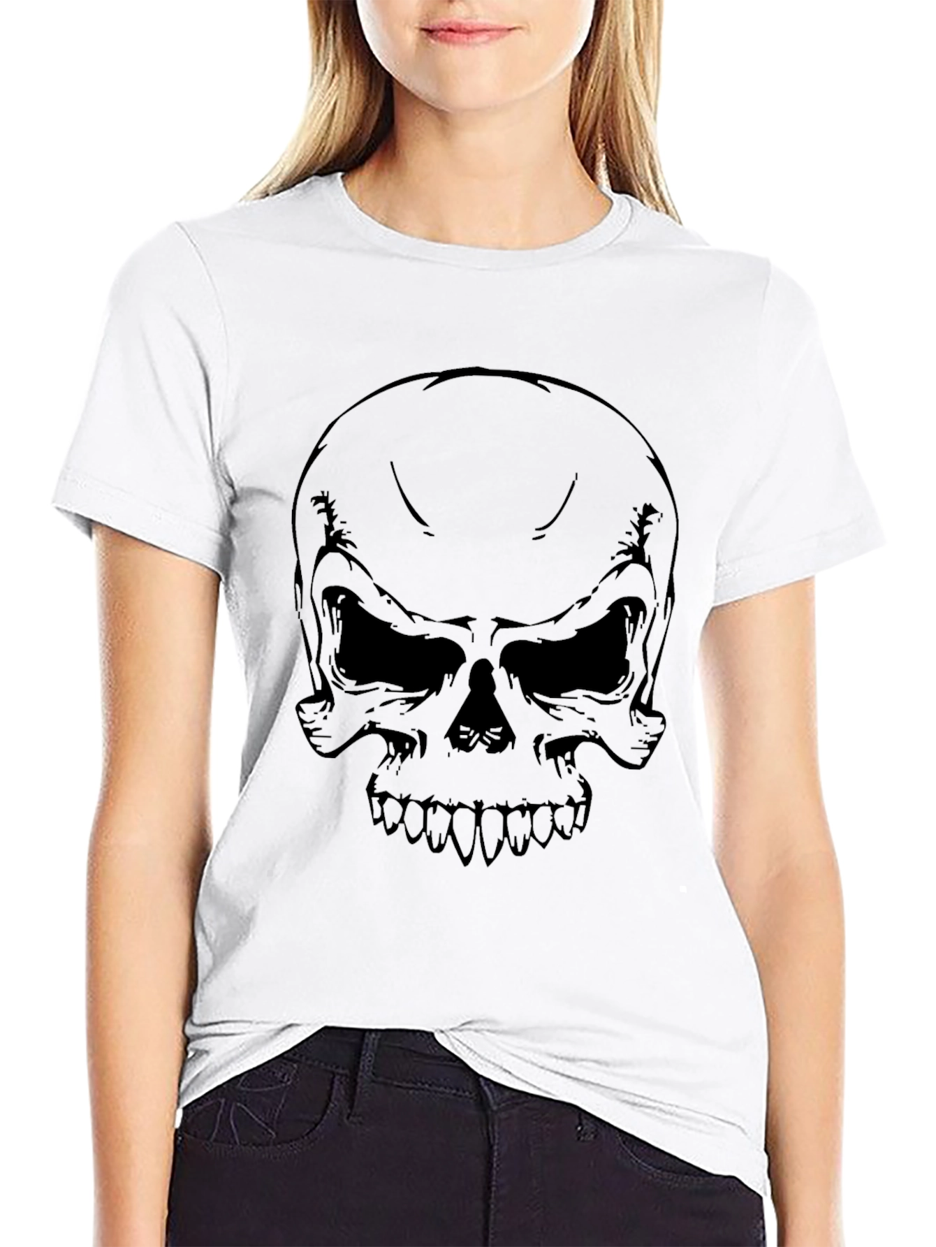 Skull Graphic Print T-Shirt - Mens Black Tee