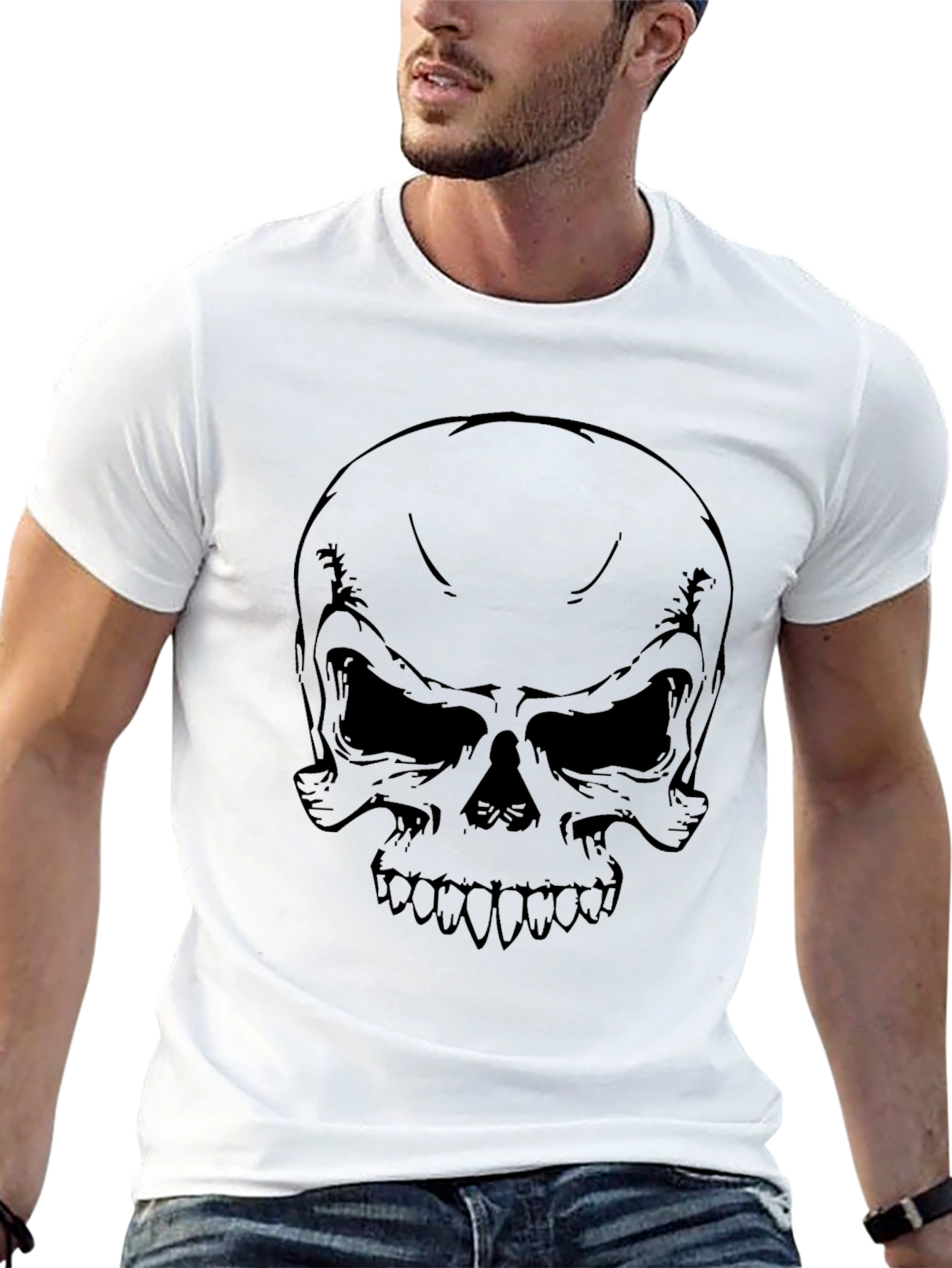 Skull Graphic Print T-Shirt - Mens Black Tee