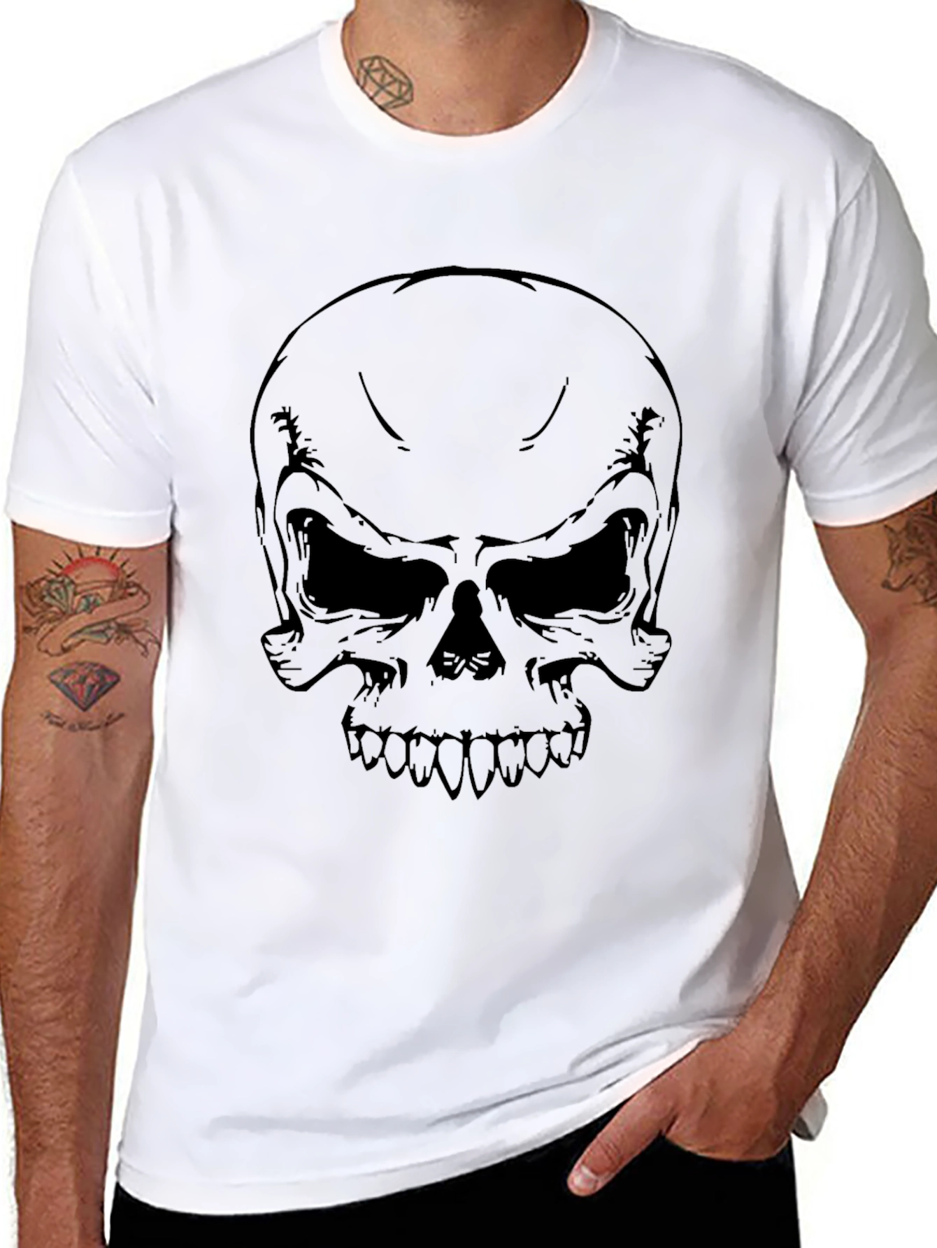 Skull Graphic Print T-Shirt - Mens Black Tee