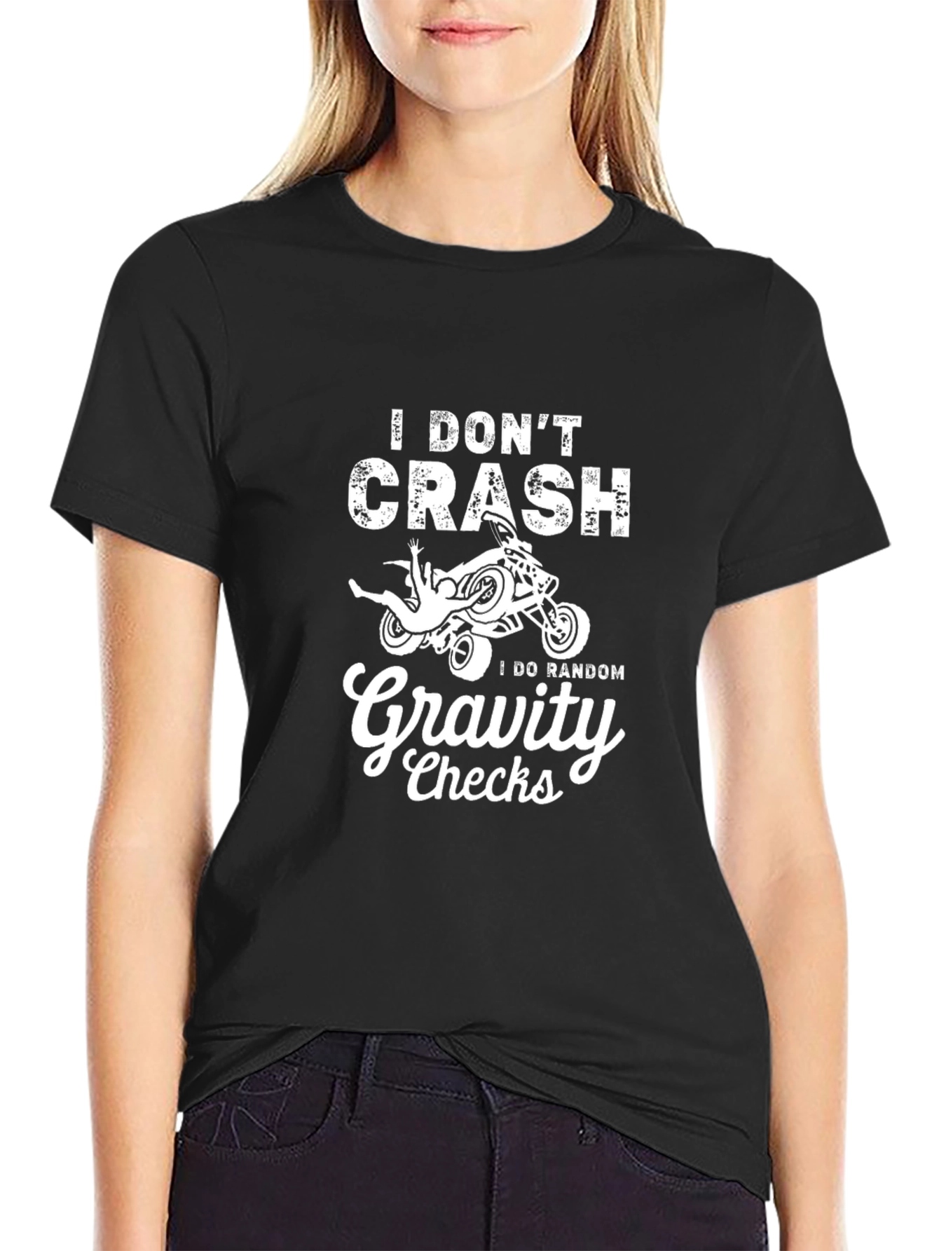 Funny Motorcycle Crash Graphic Tee - Gravity Checks