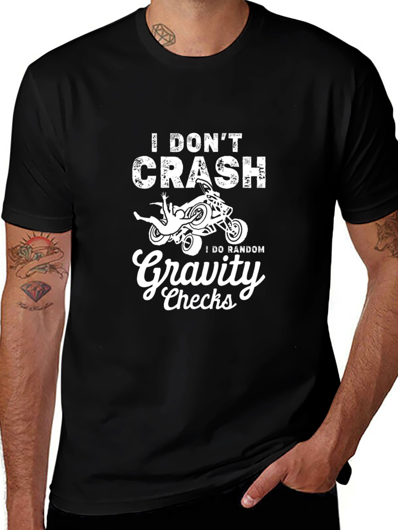 Funny Motorcycle Crash Graphic Tee - Gravity Checks