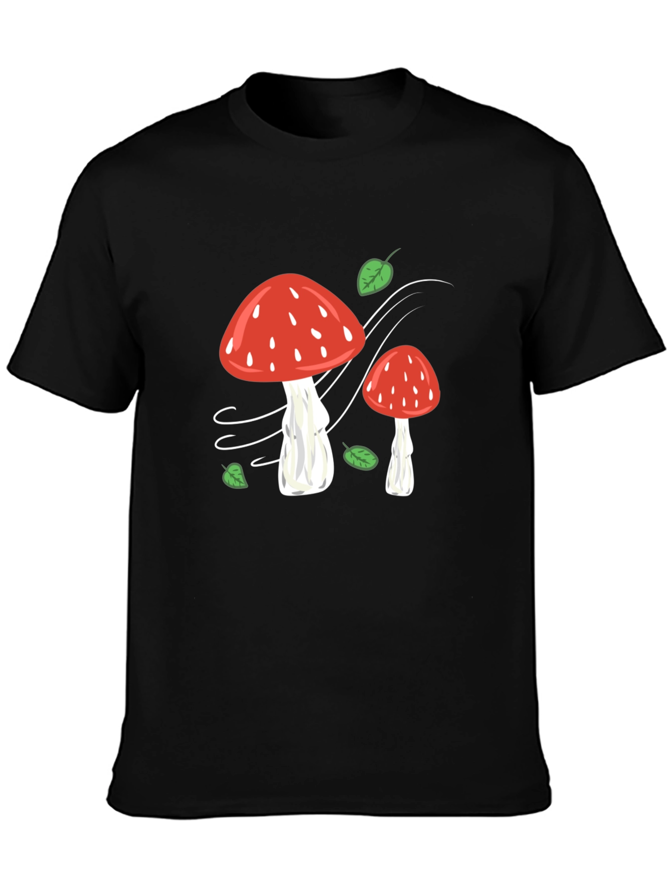 Mushroom Print Black T-Shirt - Whimsical Style