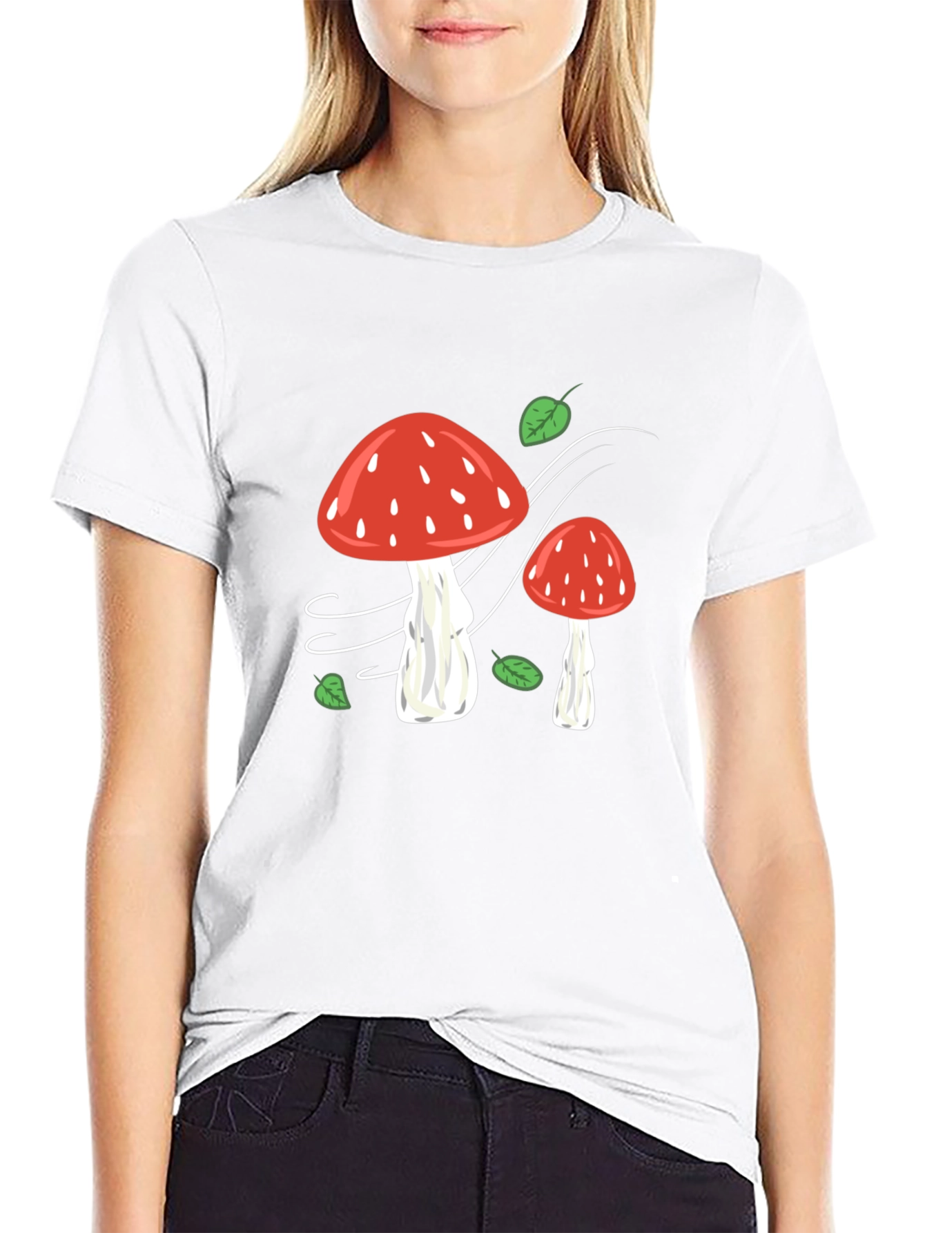 Mushroom Print Black T-Shirt - Whimsical Style