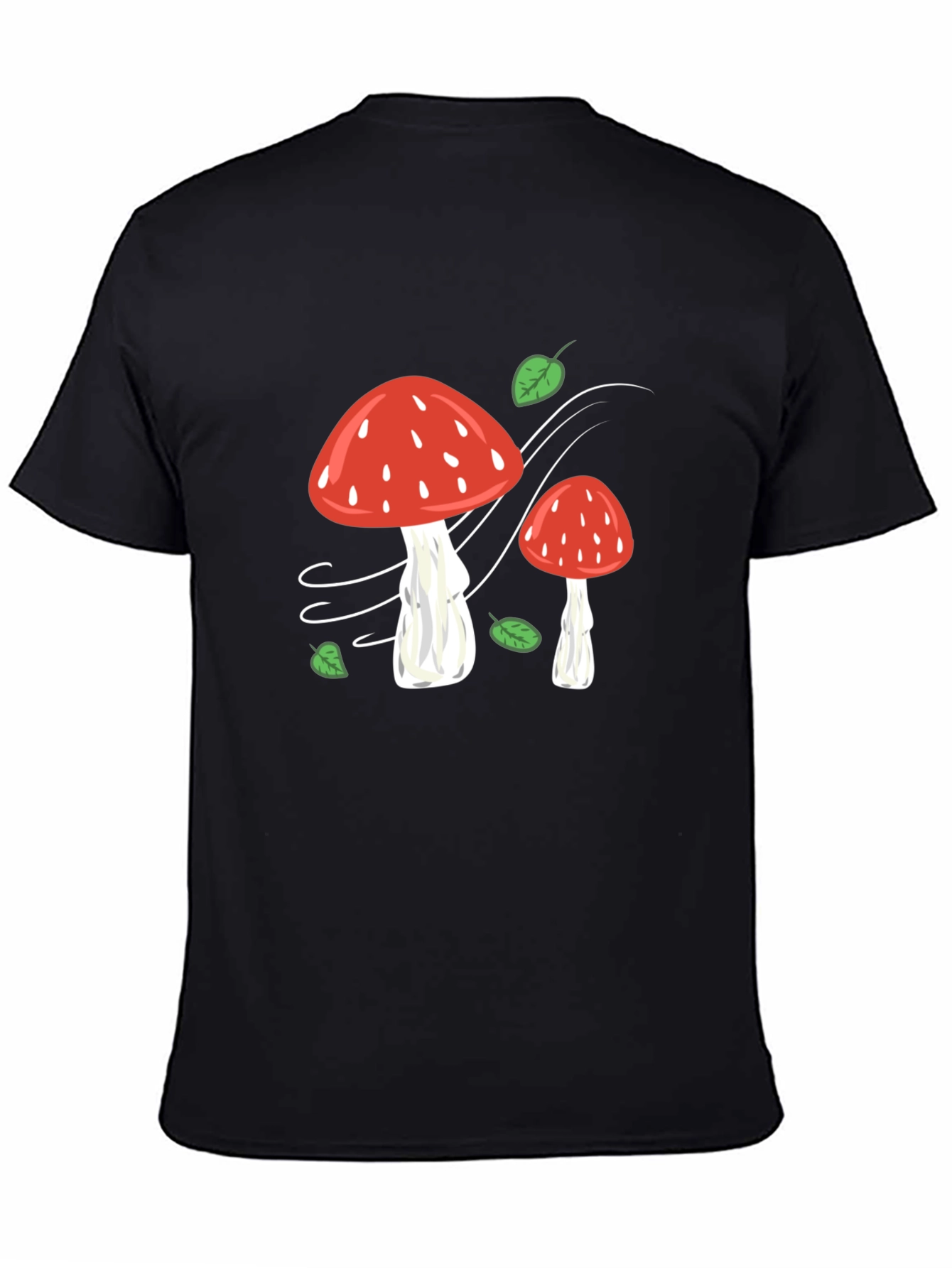 Mushroom Print Black T-Shirt - Whimsical Style