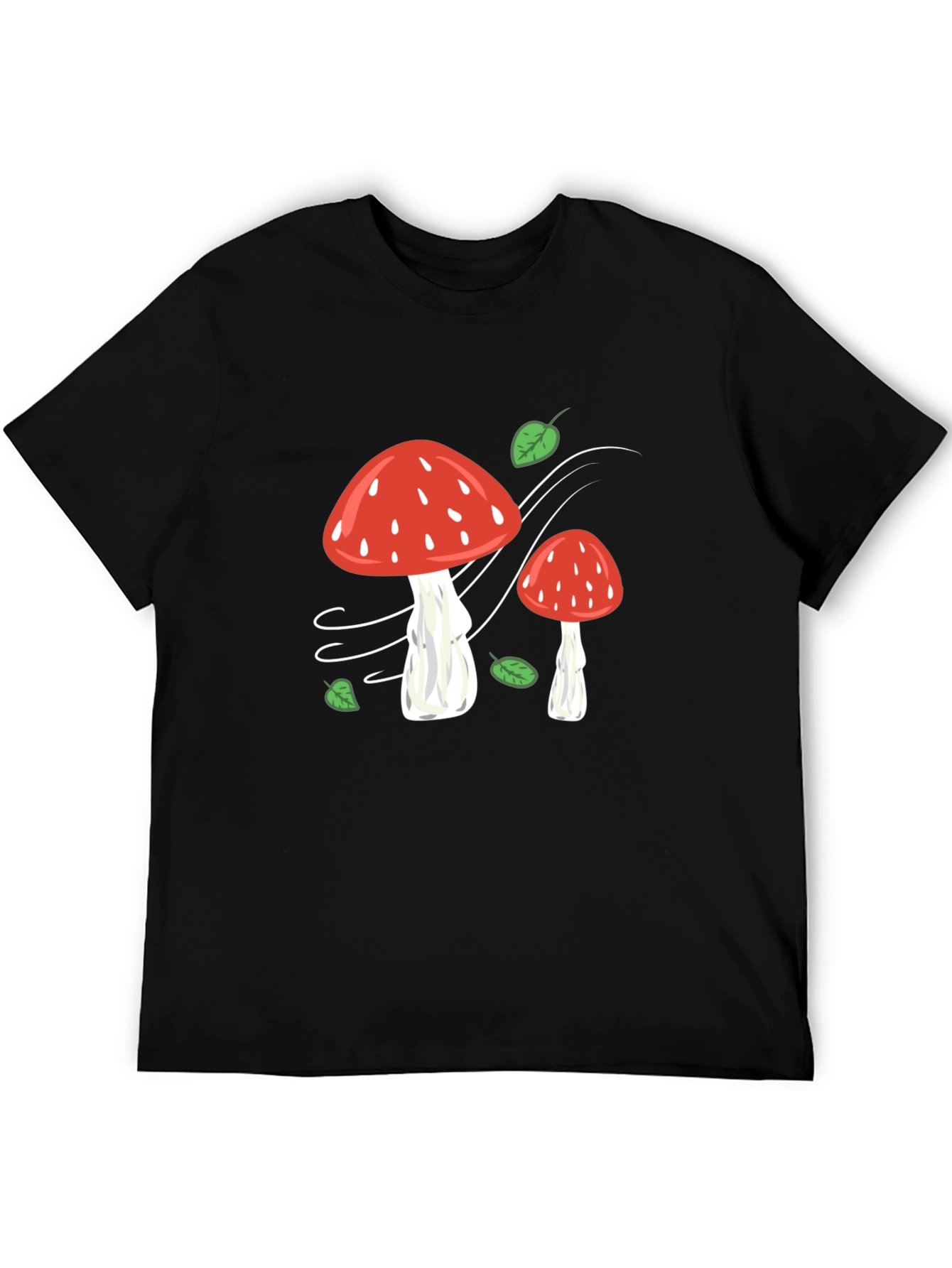 Mushroom Print Black T-Shirt - Whimsical Style