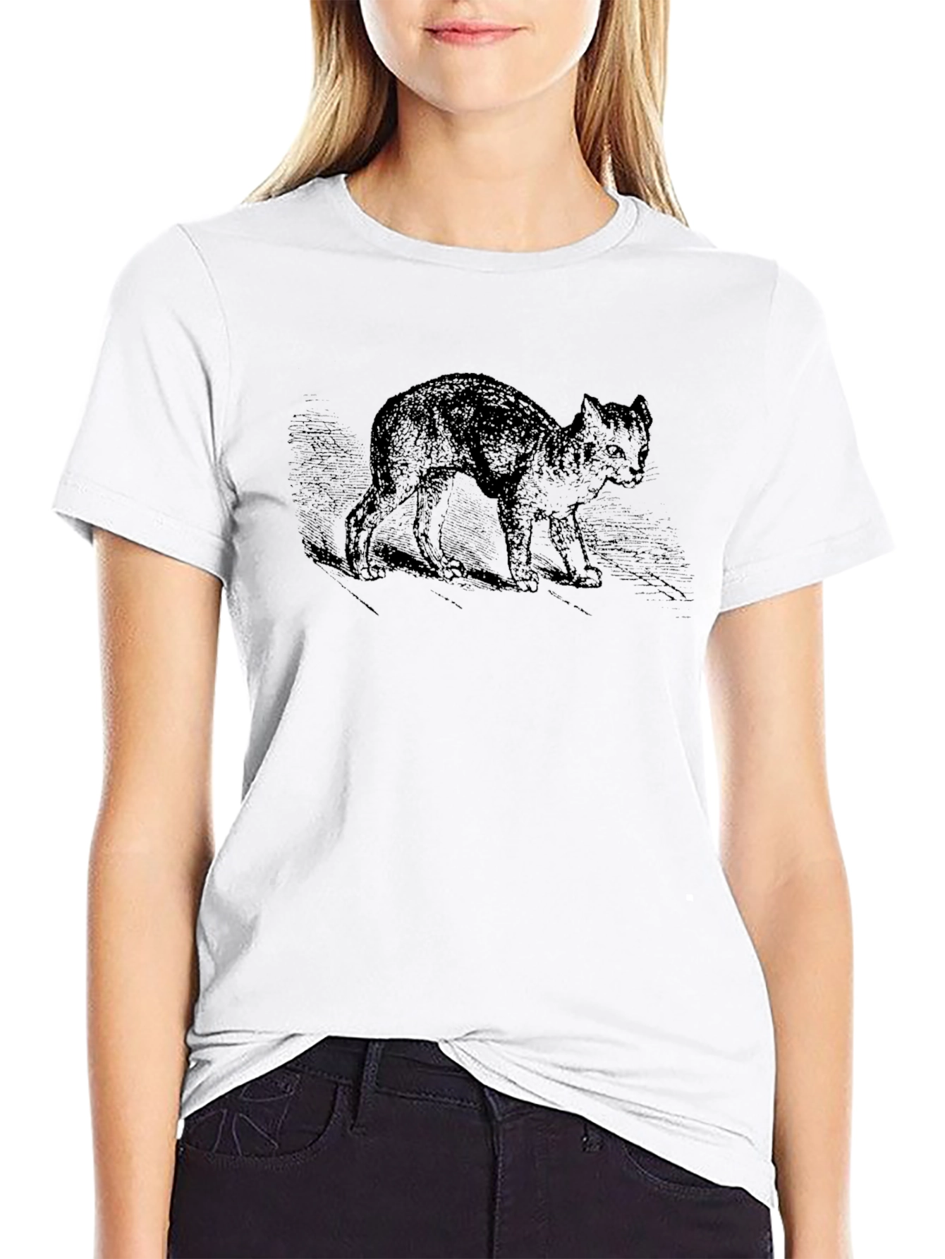 Black Cat Graphic Tee - Unisex Cotton T-Shirt