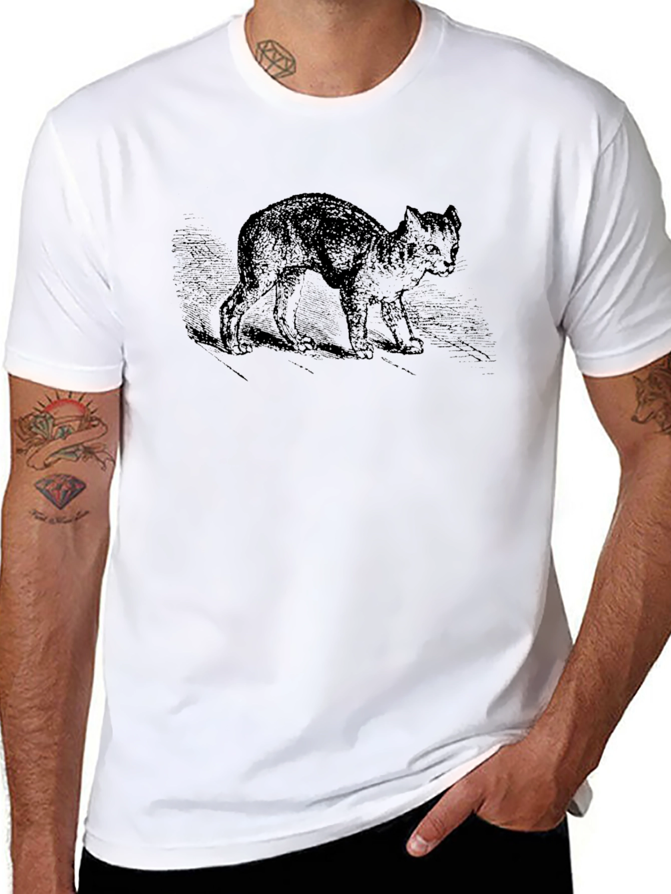 Black Cat Graphic Tee - Unisex Cotton T-Shirt