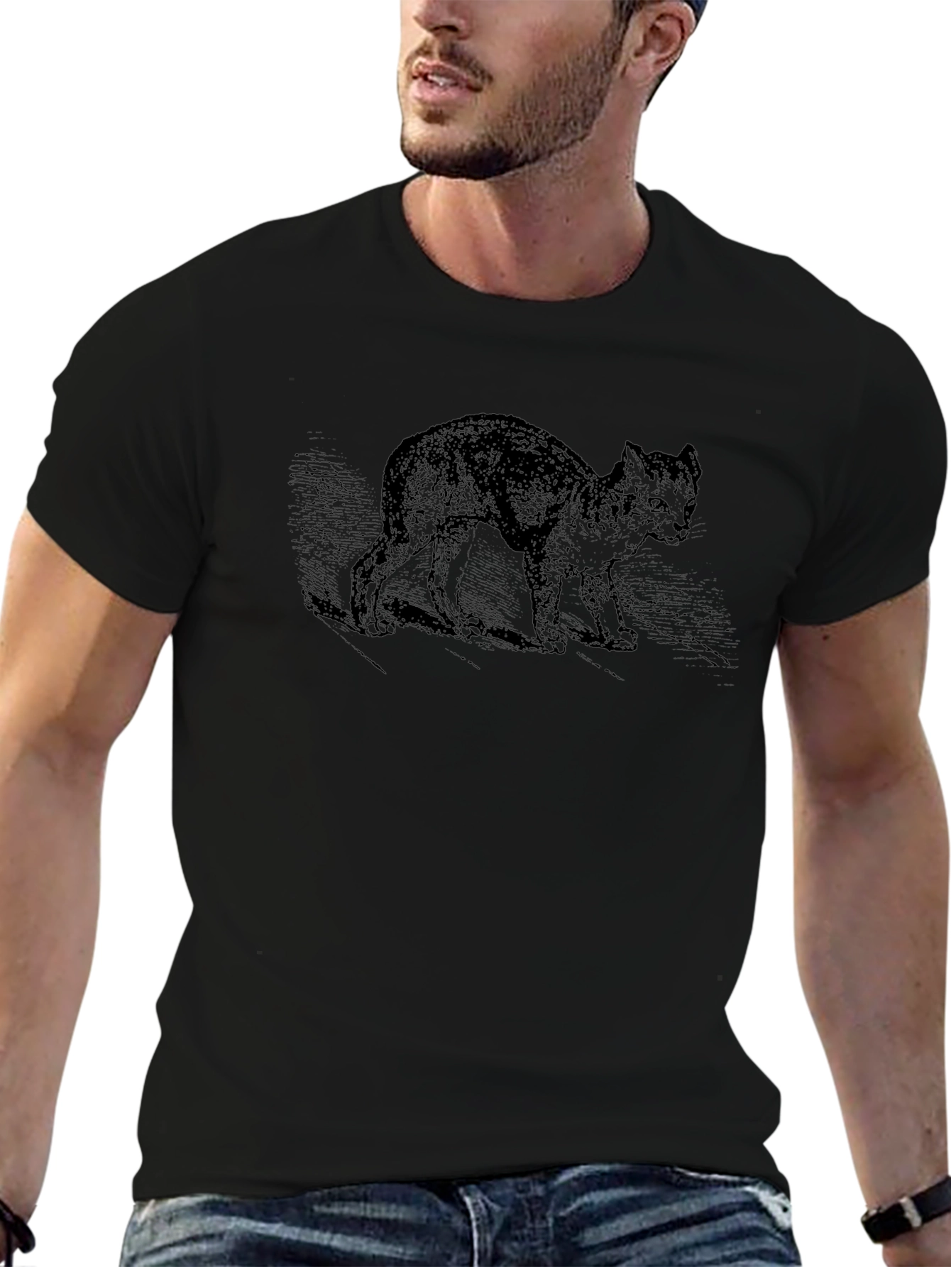 Black Cat Graphic Tee - Unisex Cotton T-Shirt