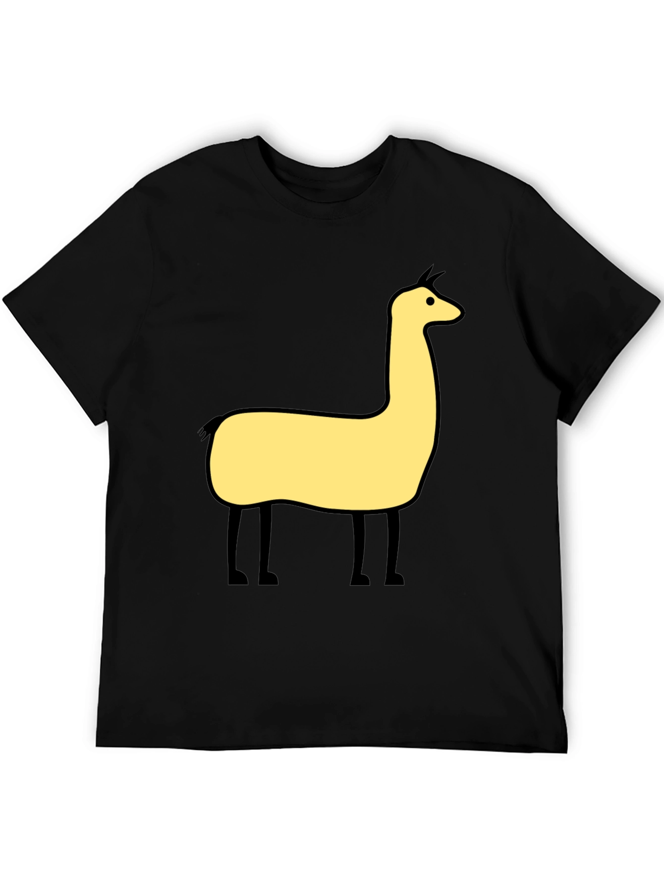 Llama Graphic Tee - Black Cotton Blend T-Shirt