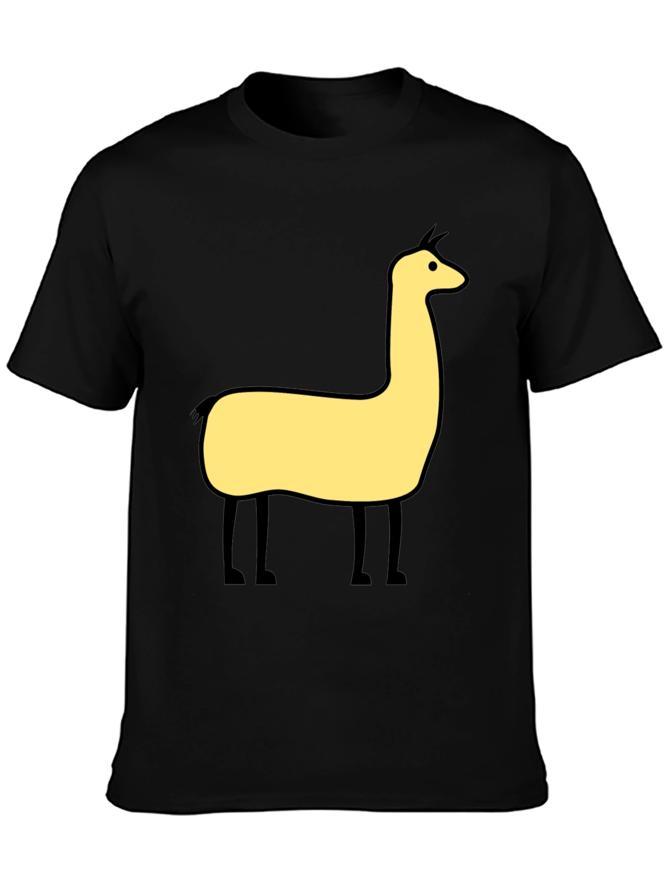 Llama Graphic Tee - Black Cotton Blend T-Shirt
