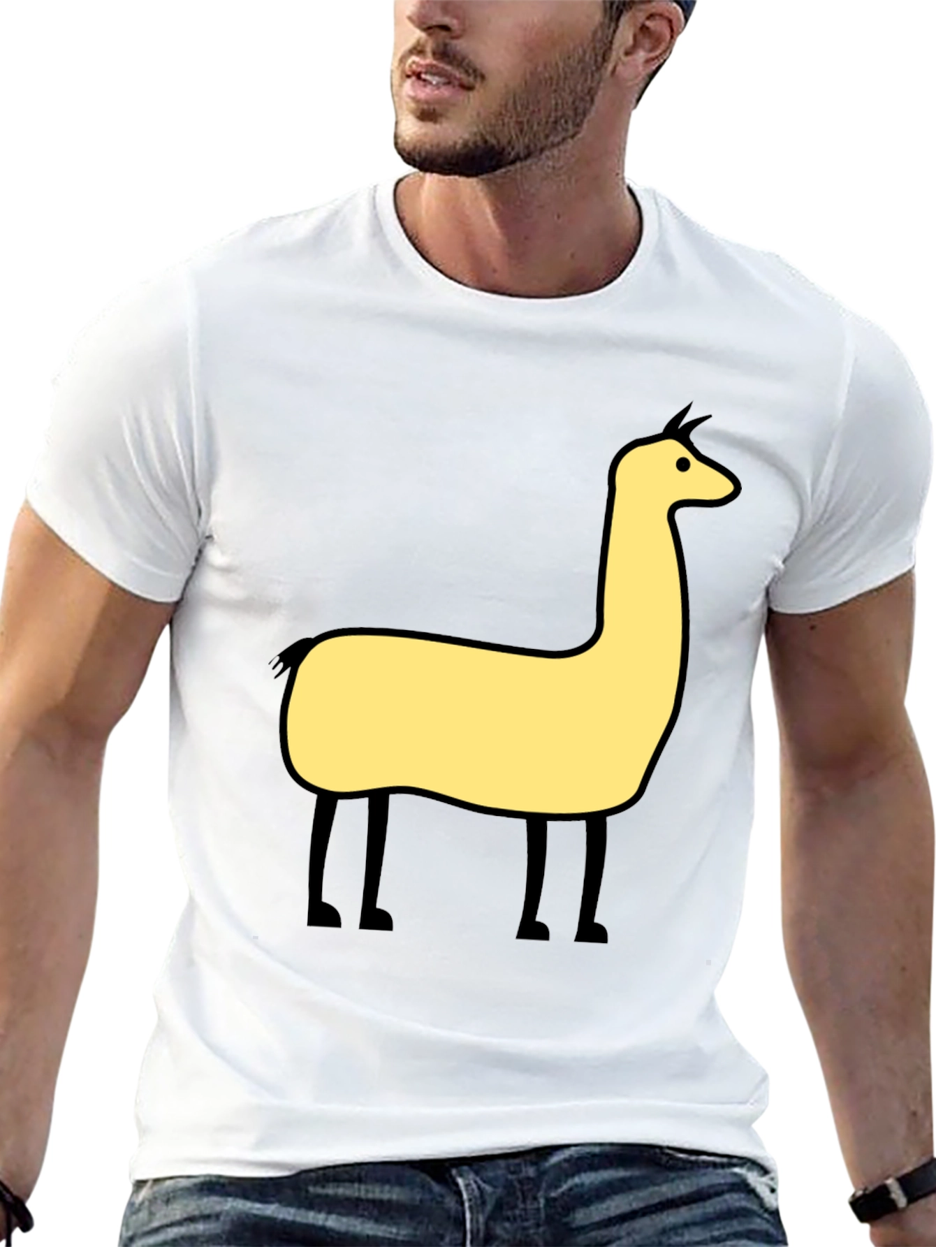 Llama Graphic Tee - Black Cotton Blend T-Shirt