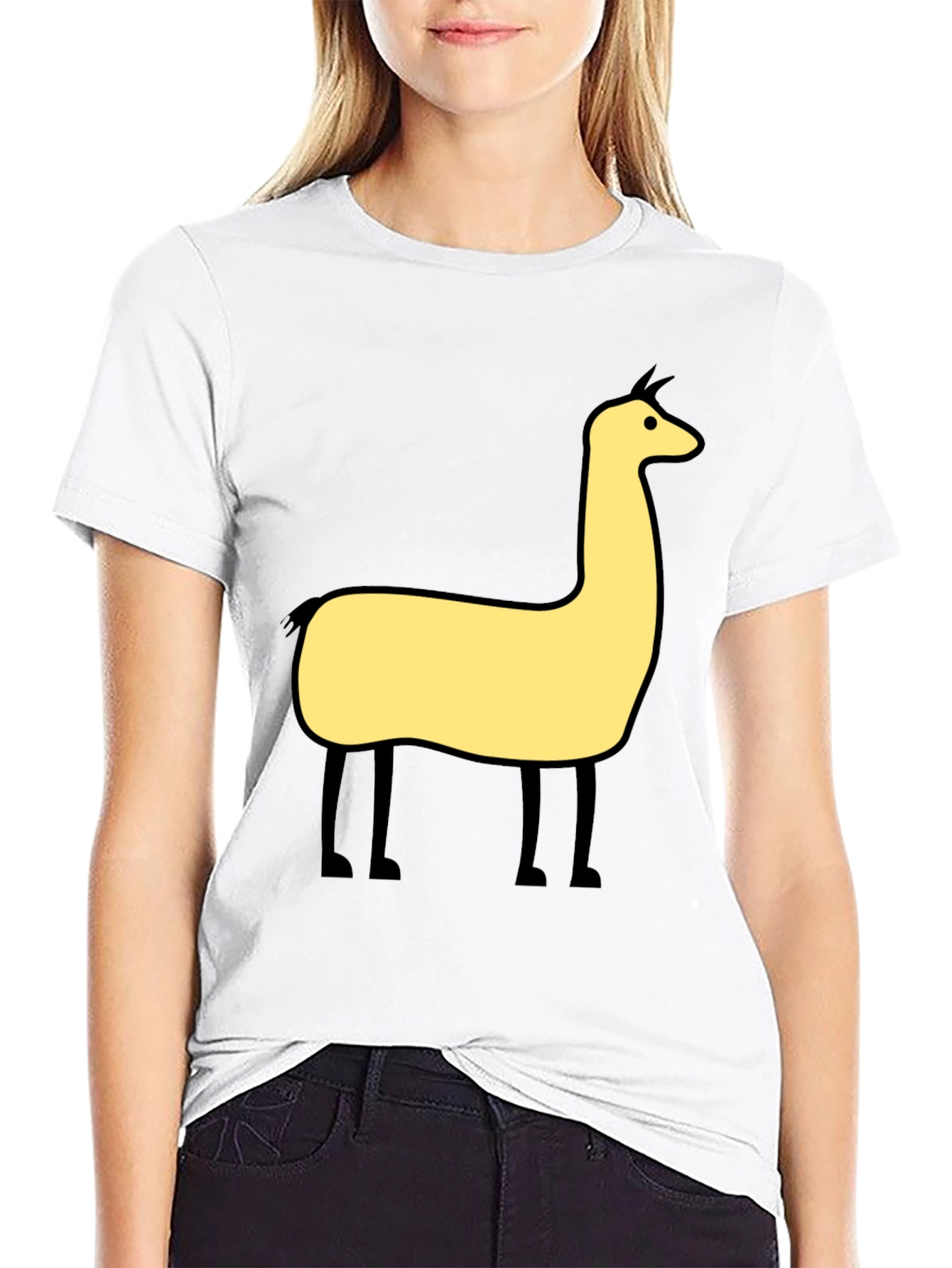 Llama Graphic Tee - Black Cotton Blend T-Shirt