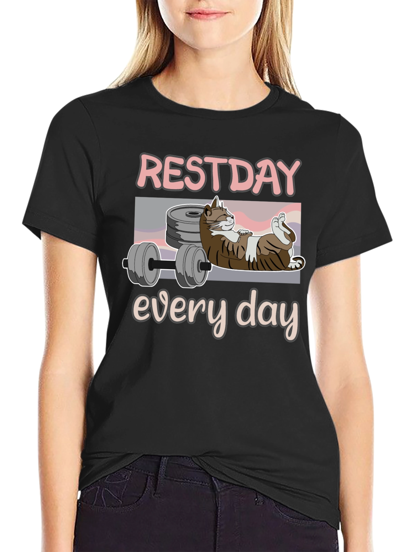 Rest Day Every Day Funny Cat Workout T-Shirt