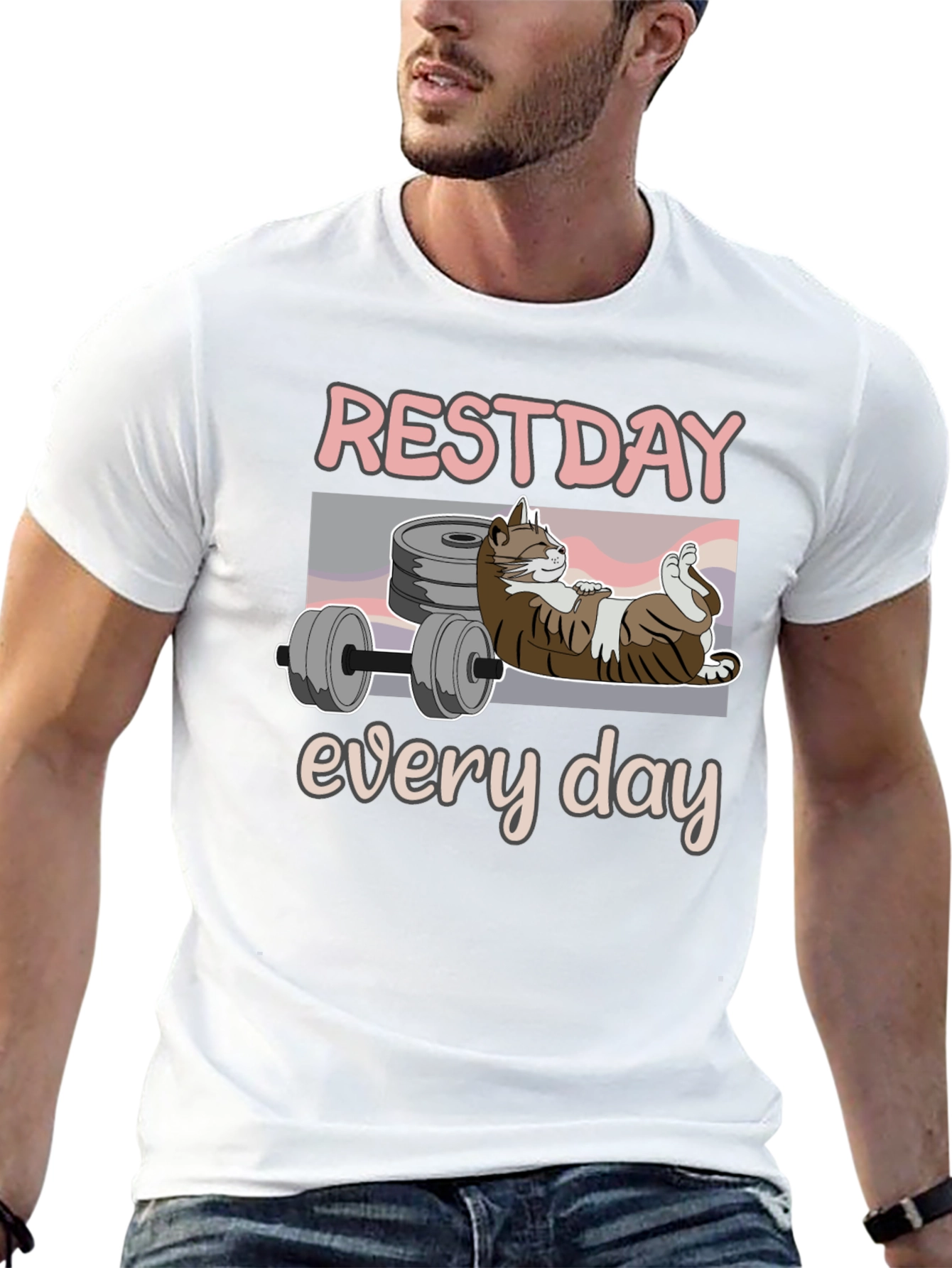Rest Day Every Day Funny Cat Workout T-Shirt