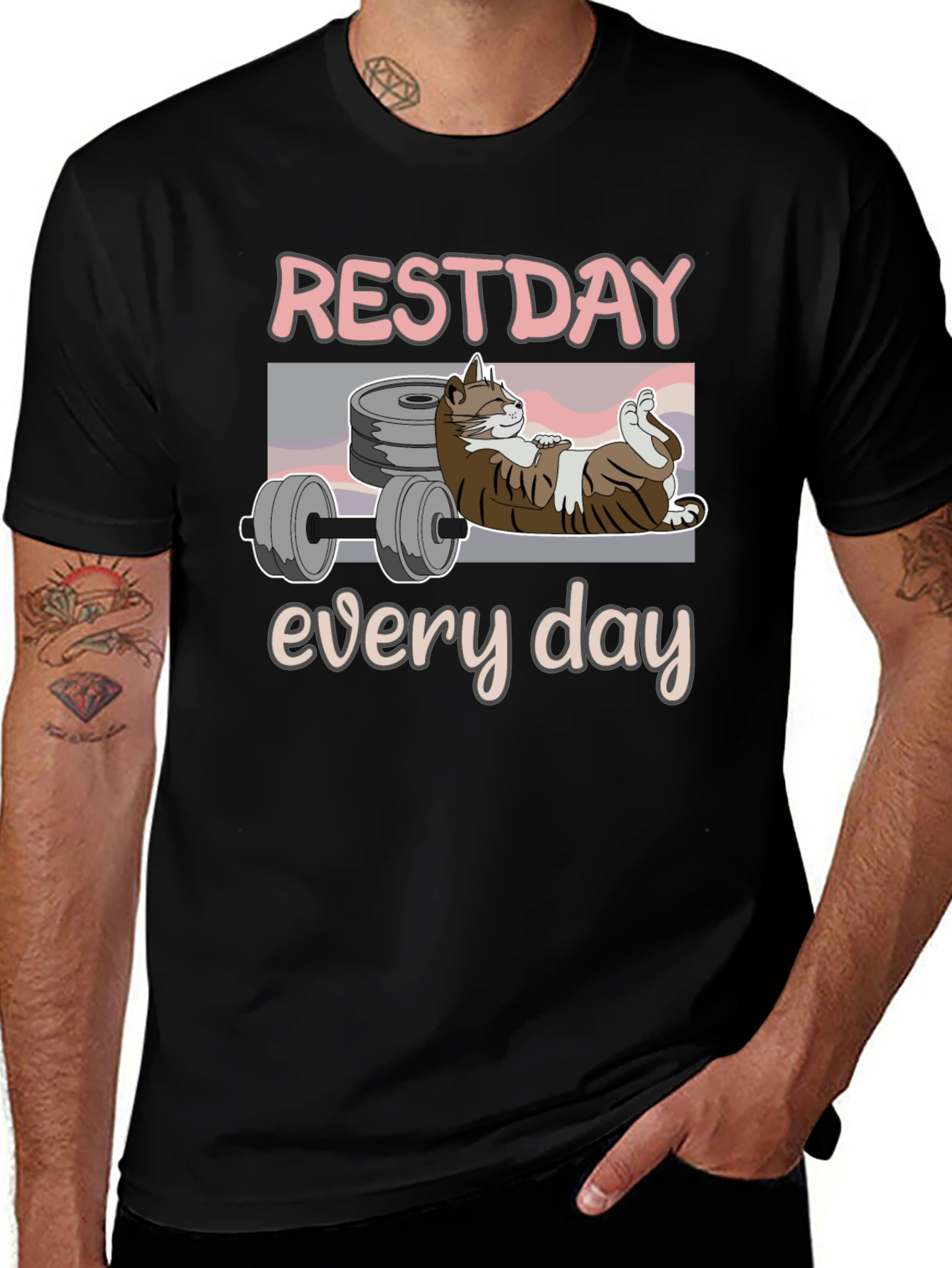 Rest Day Every Day Funny Cat Workout T-Shirt