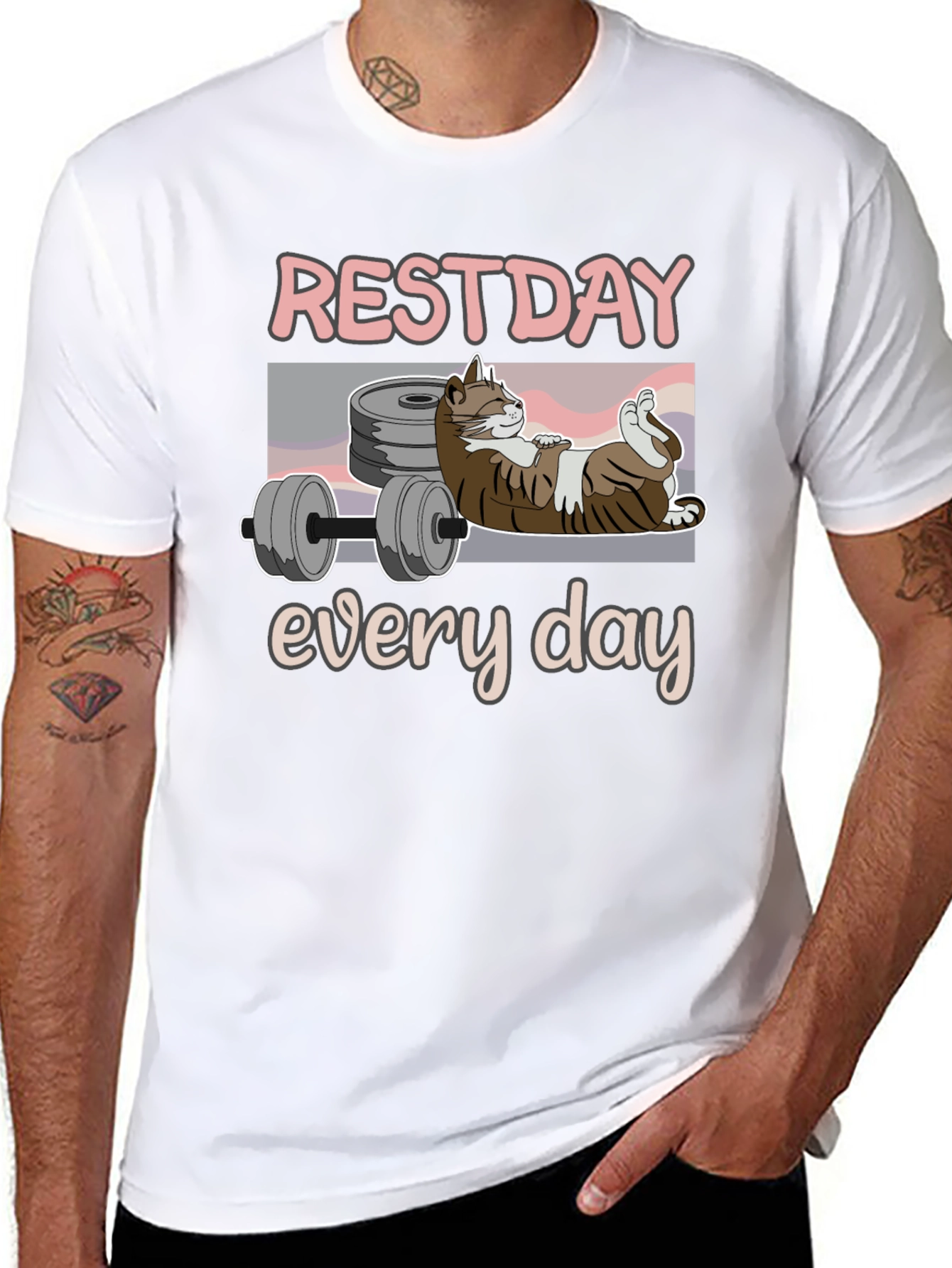Rest Day Every Day Funny Cat Workout T-Shirt