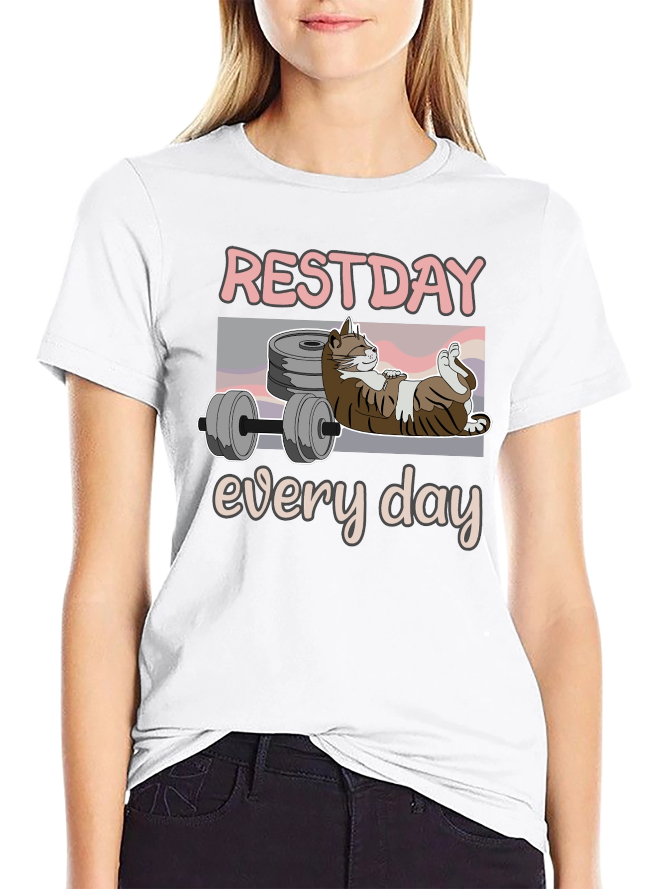 Rest Day Every Day Funny Cat Workout T-Shirt