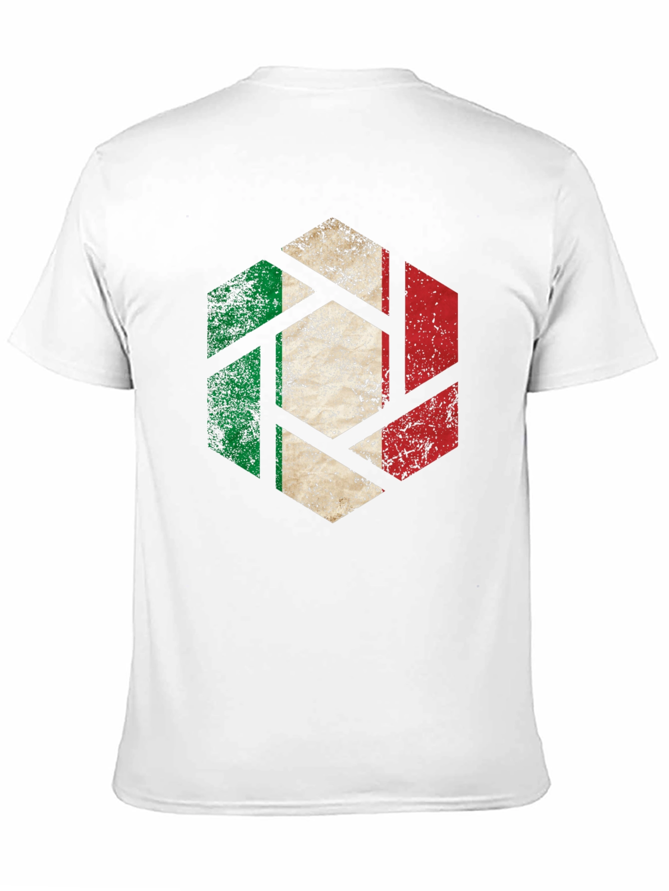 Italian Flag Hexagon Mens Black T-Shirt