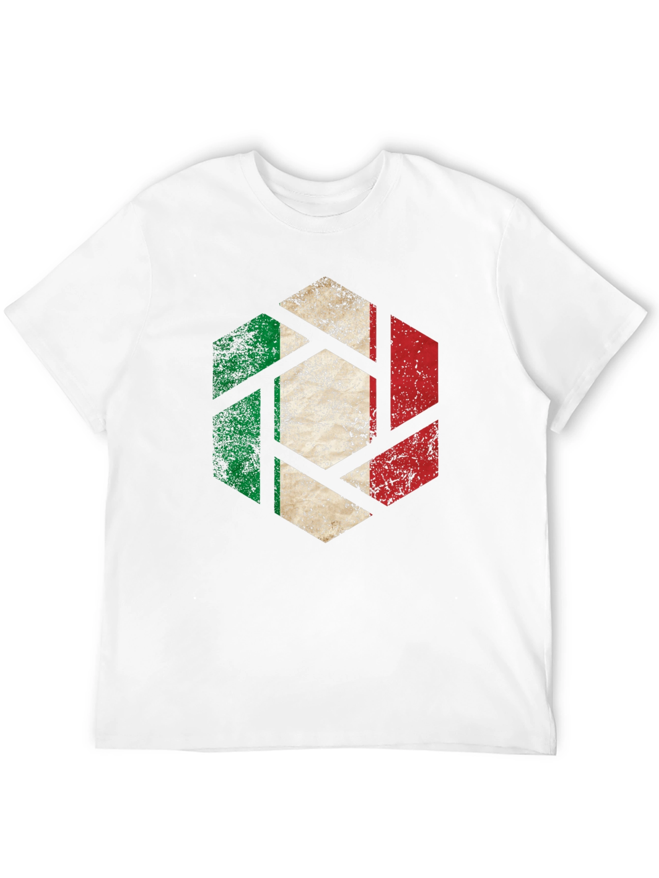 Italian Flag Hexagon Mens Black T-Shirt