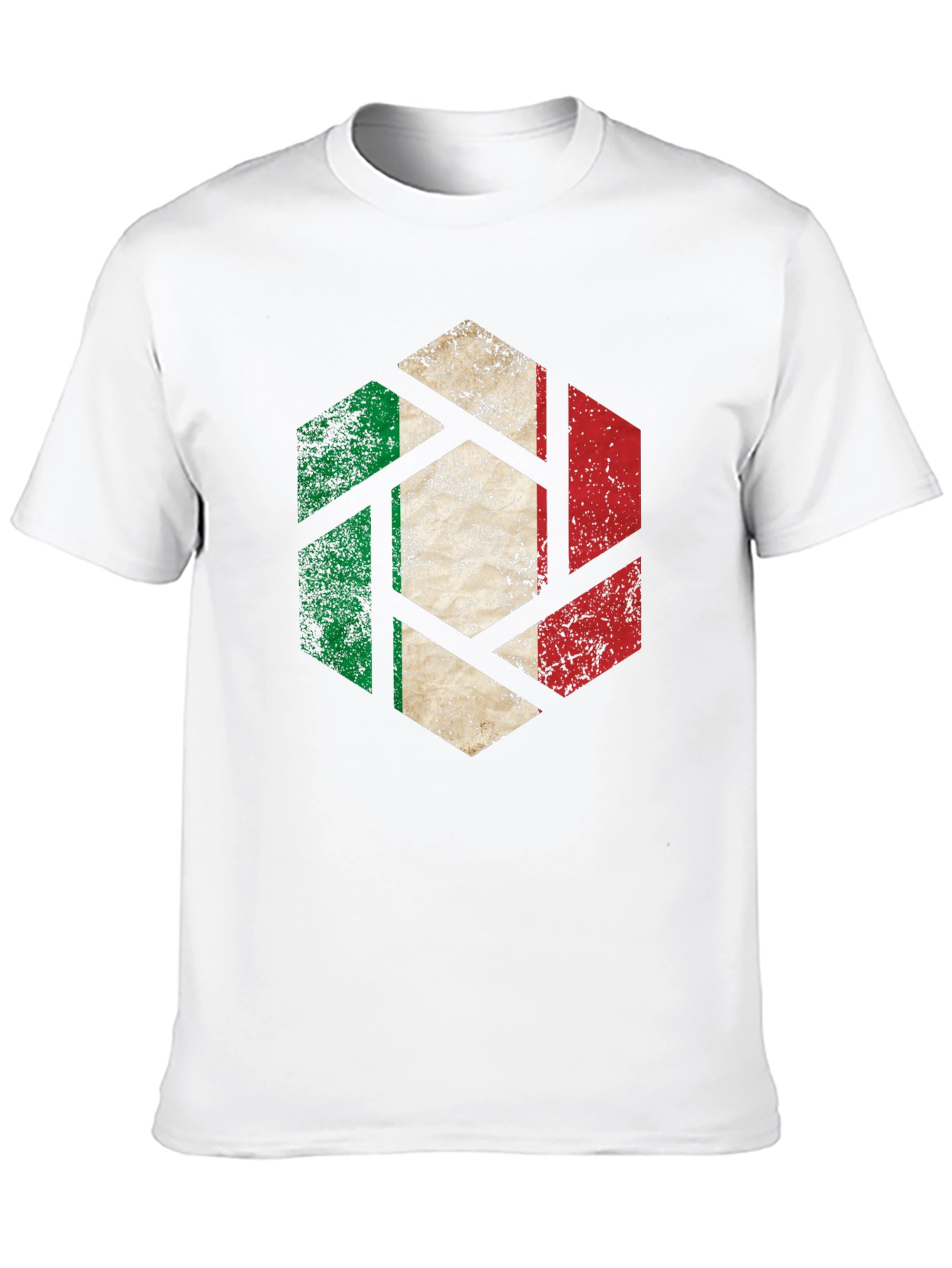 Italian Flag Hexagon Mens Black T-Shirt