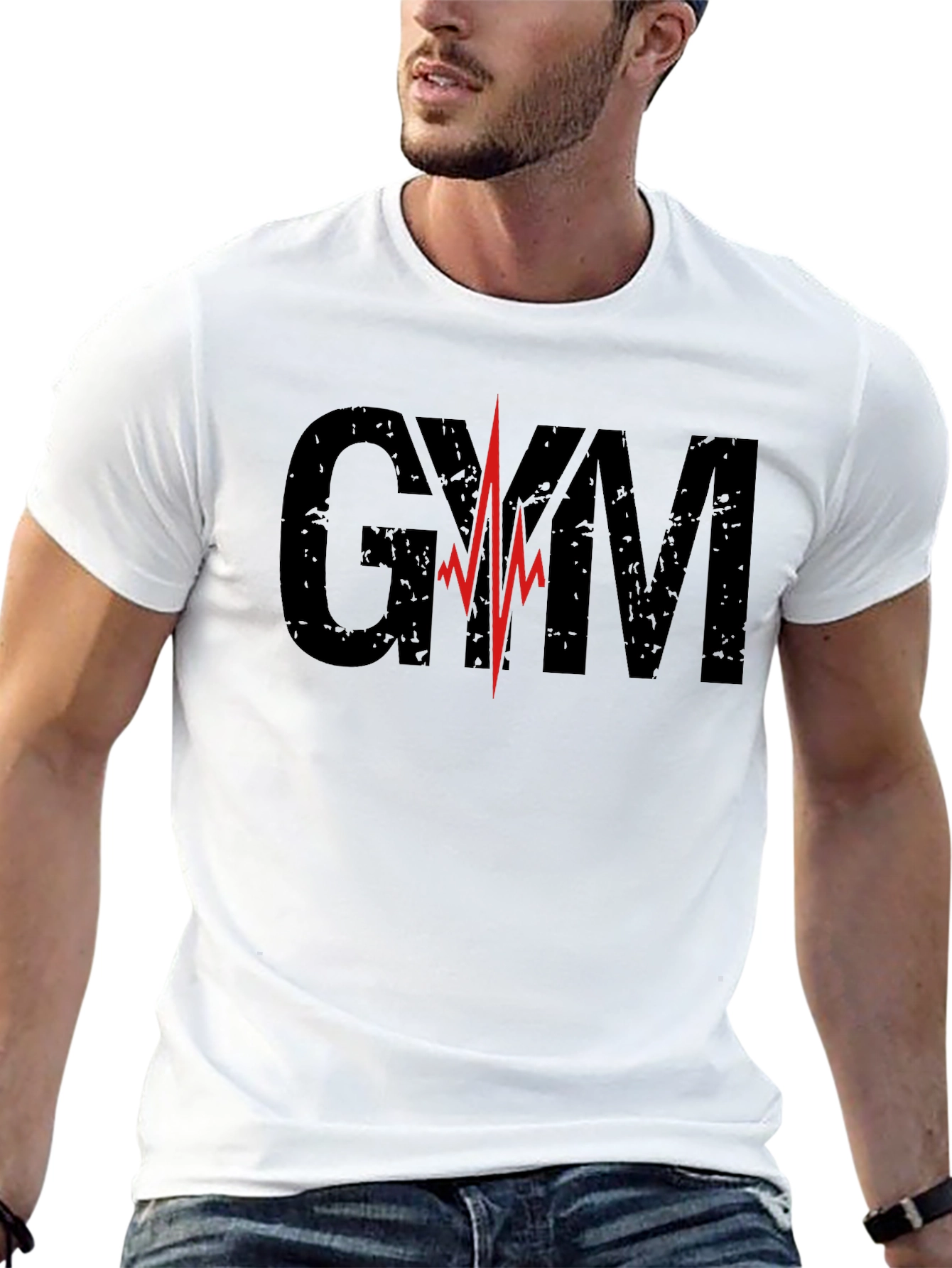 GYM Heartbeat Graphic T-Shirt - Black Fitness Tee