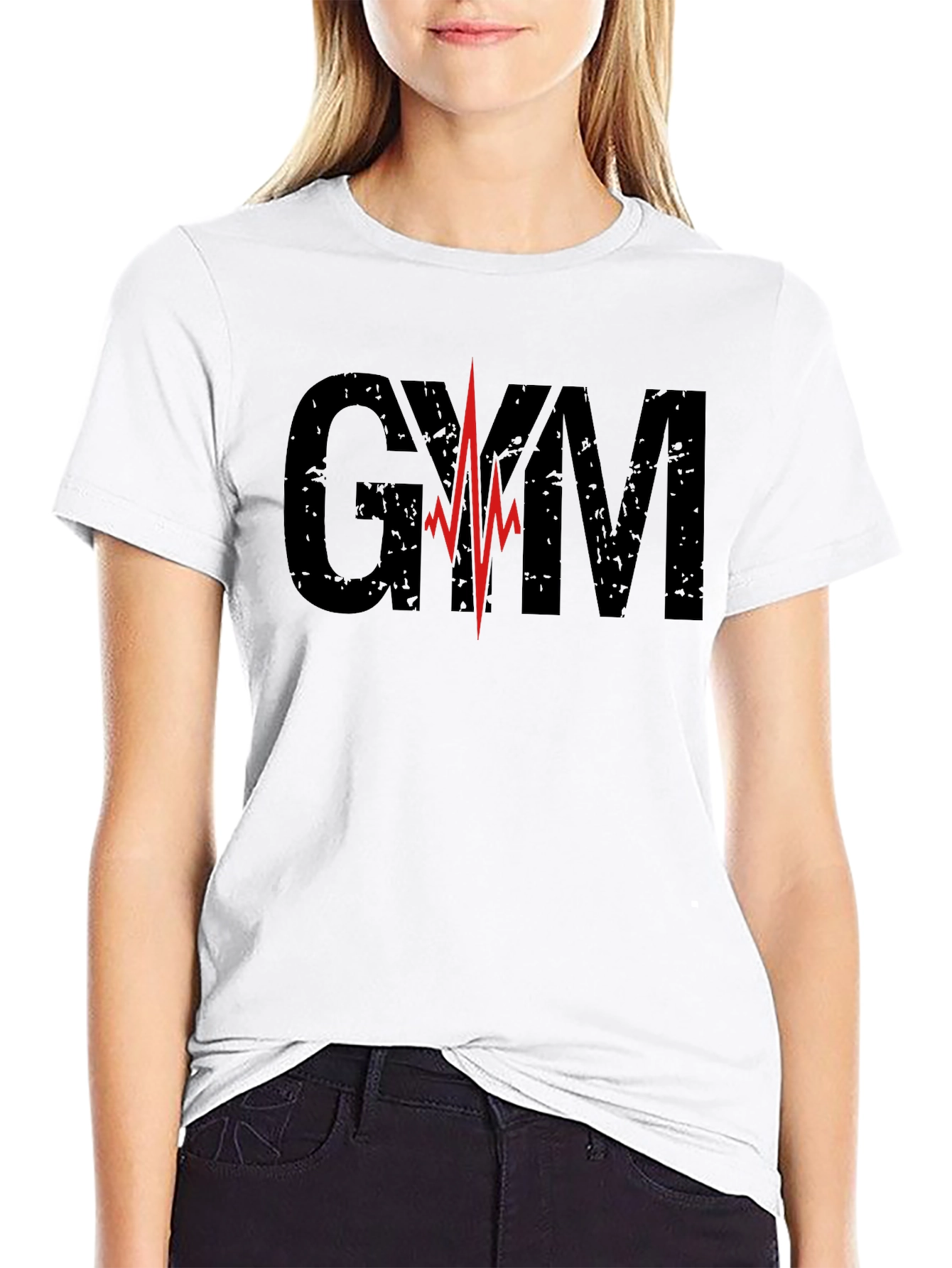 GYM Heartbeat Graphic T-Shirt - Black Fitness Tee