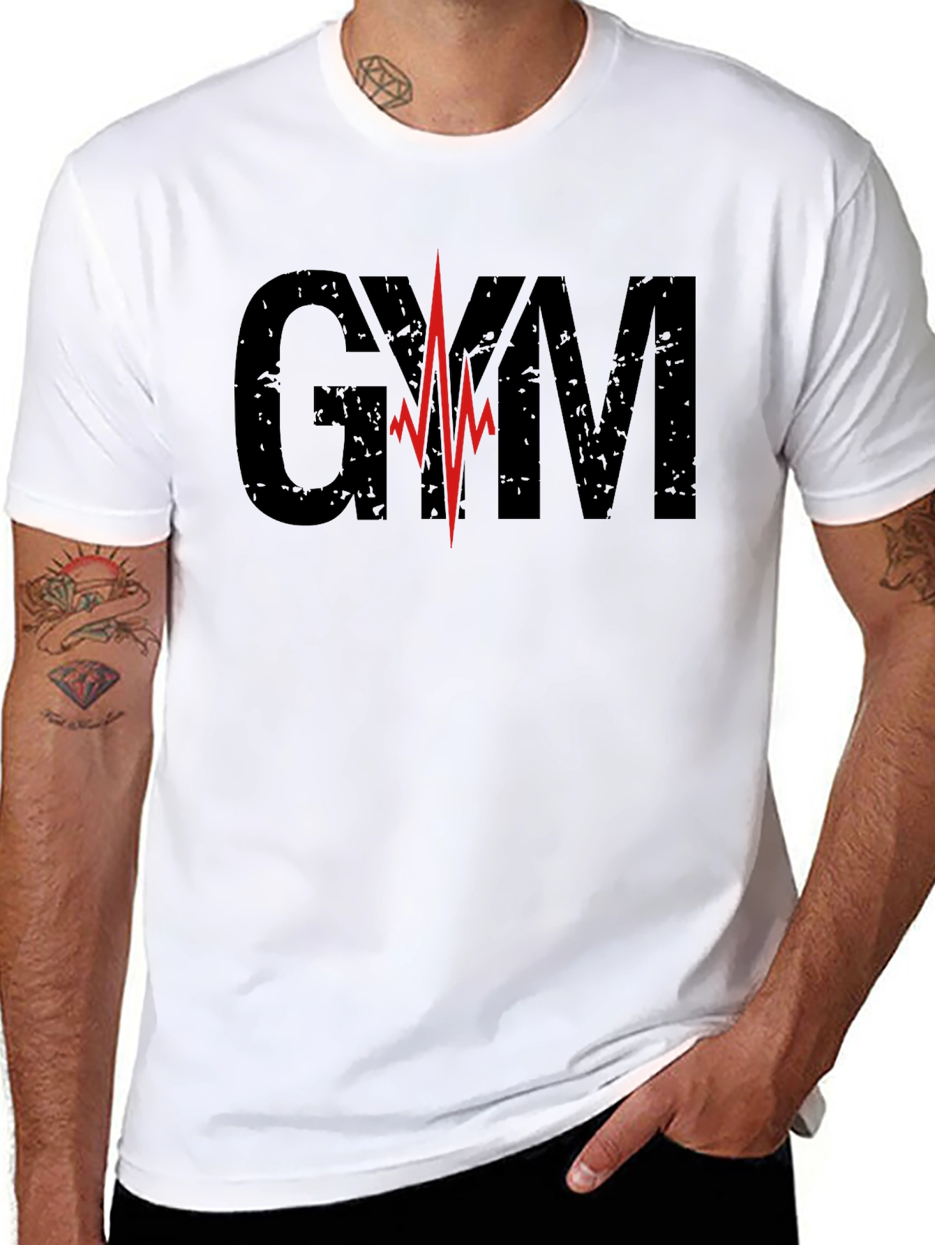 GYM Heartbeat Graphic T-Shirt - Black Fitness Tee