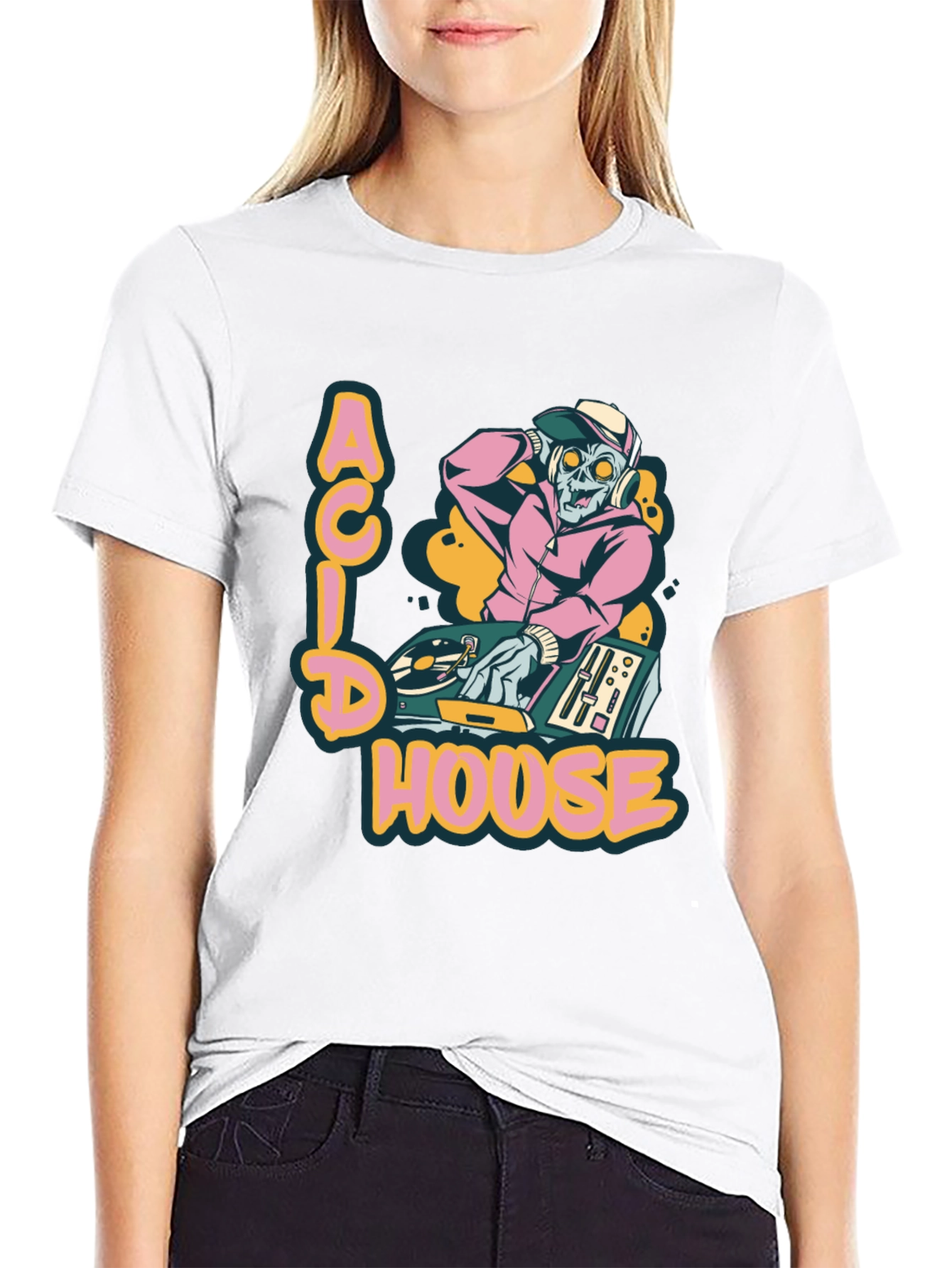 Acid House DJ Zombie Graphic Tee - Black