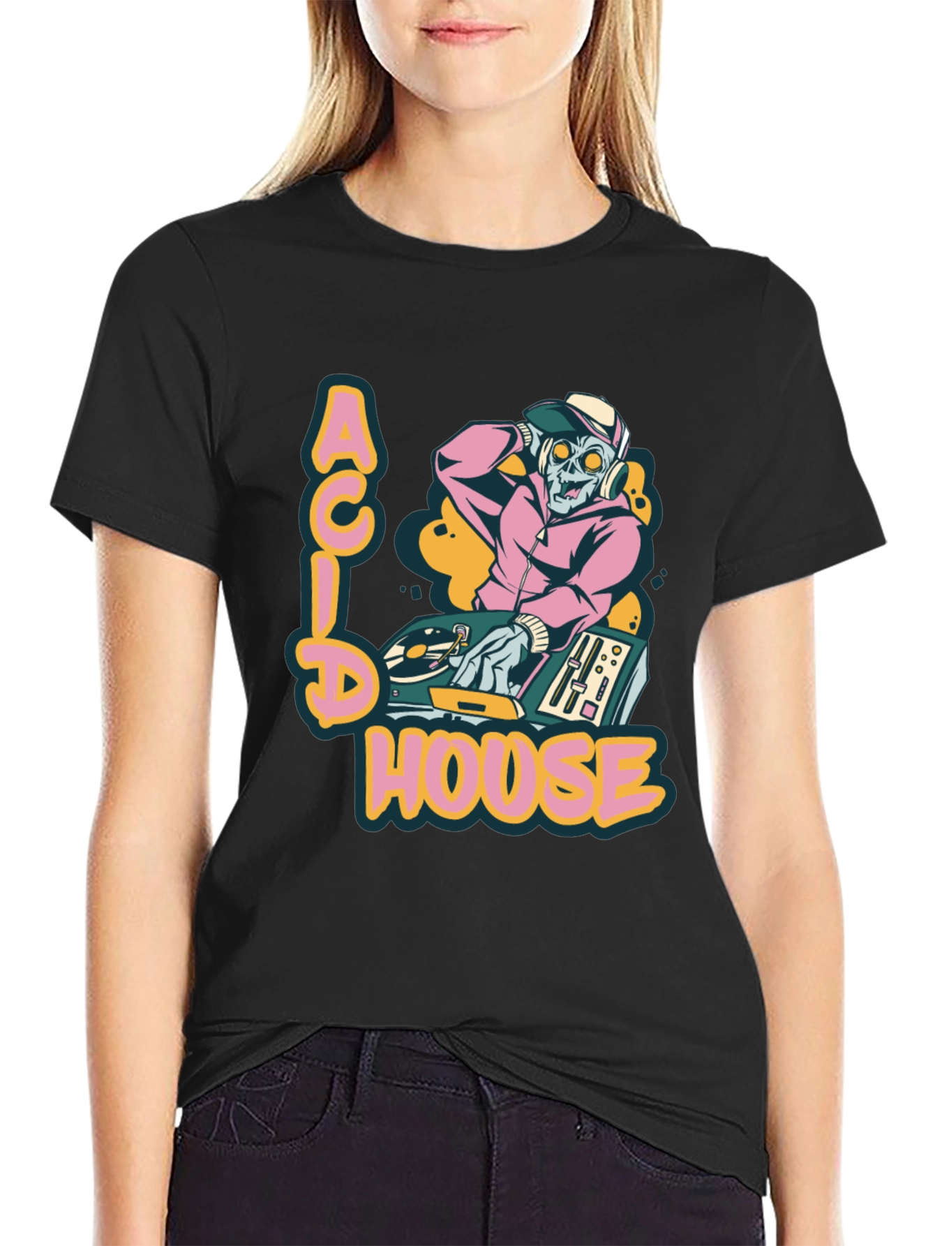 Acid House DJ Zombie Graphic Tee - Black