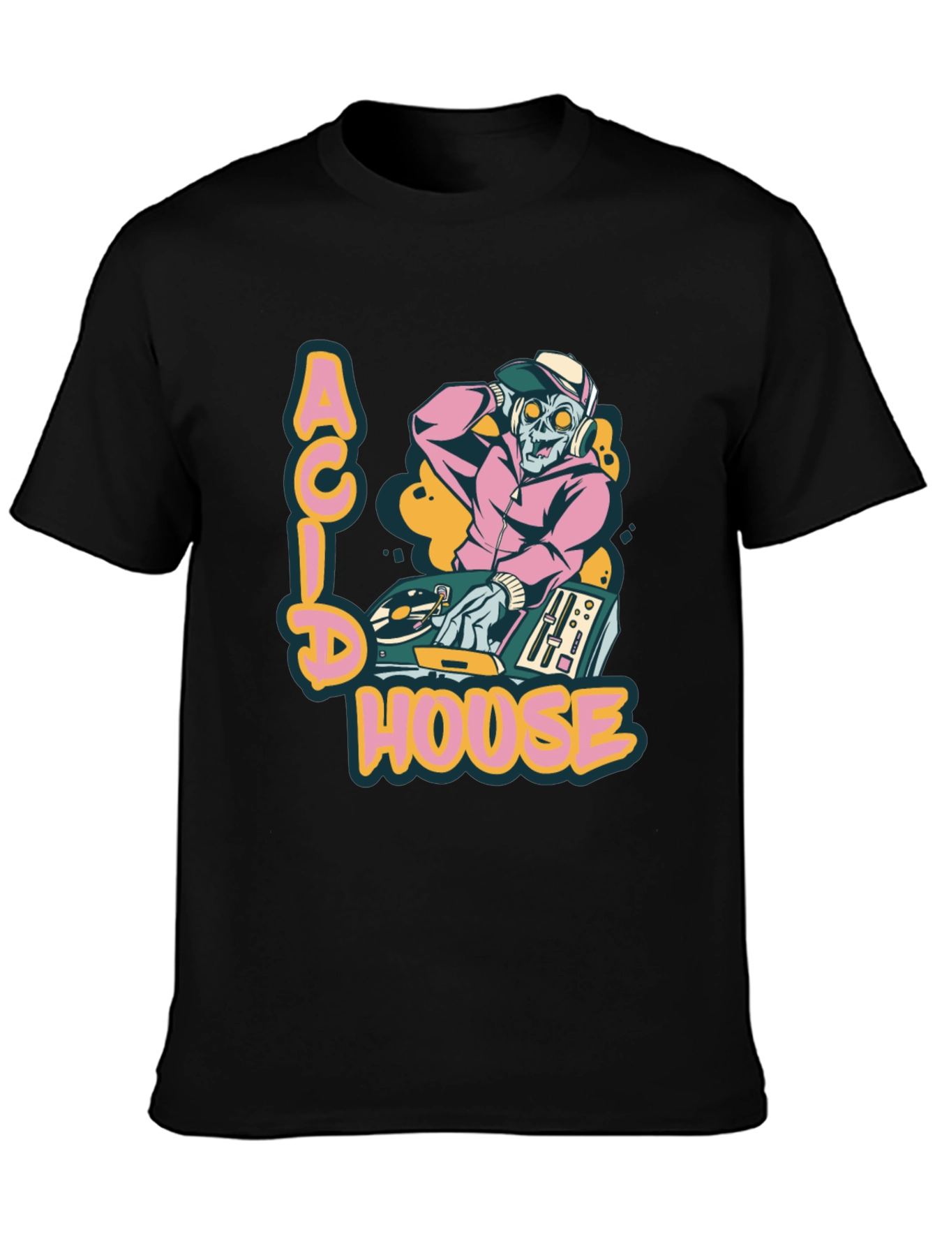 Acid House DJ Zombie Graphic Tee - Black