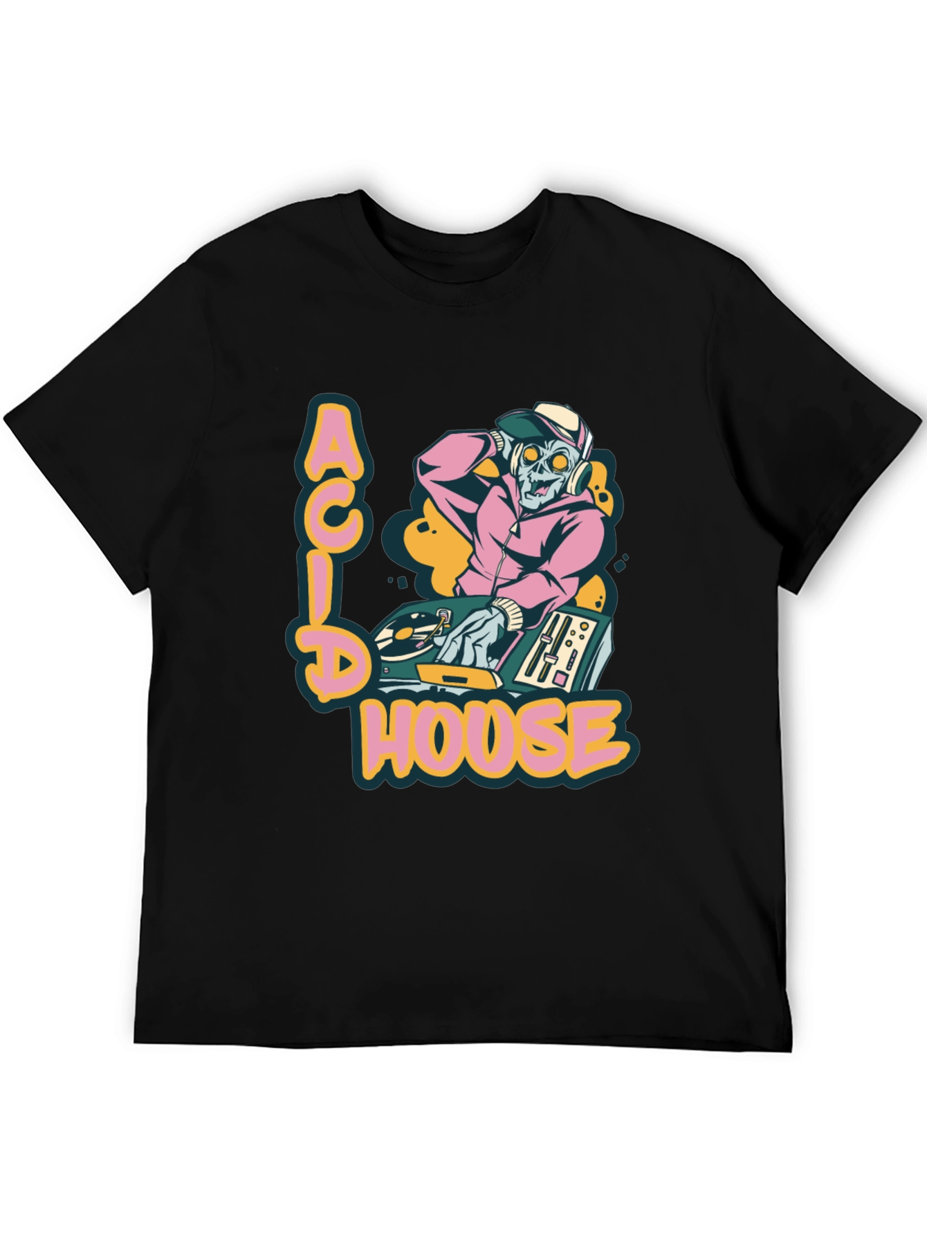 Acid House DJ Zombie Graphic Tee - Black