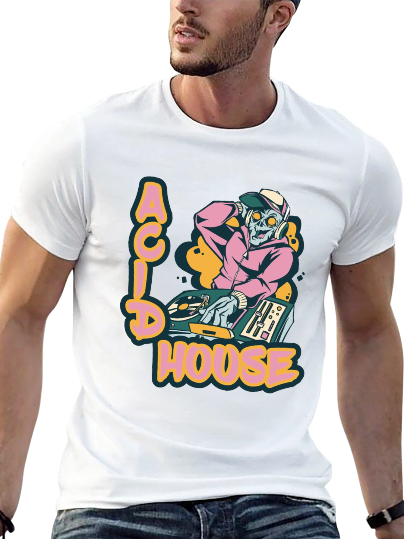 Acid House DJ Zombie Graphic Tee - Black