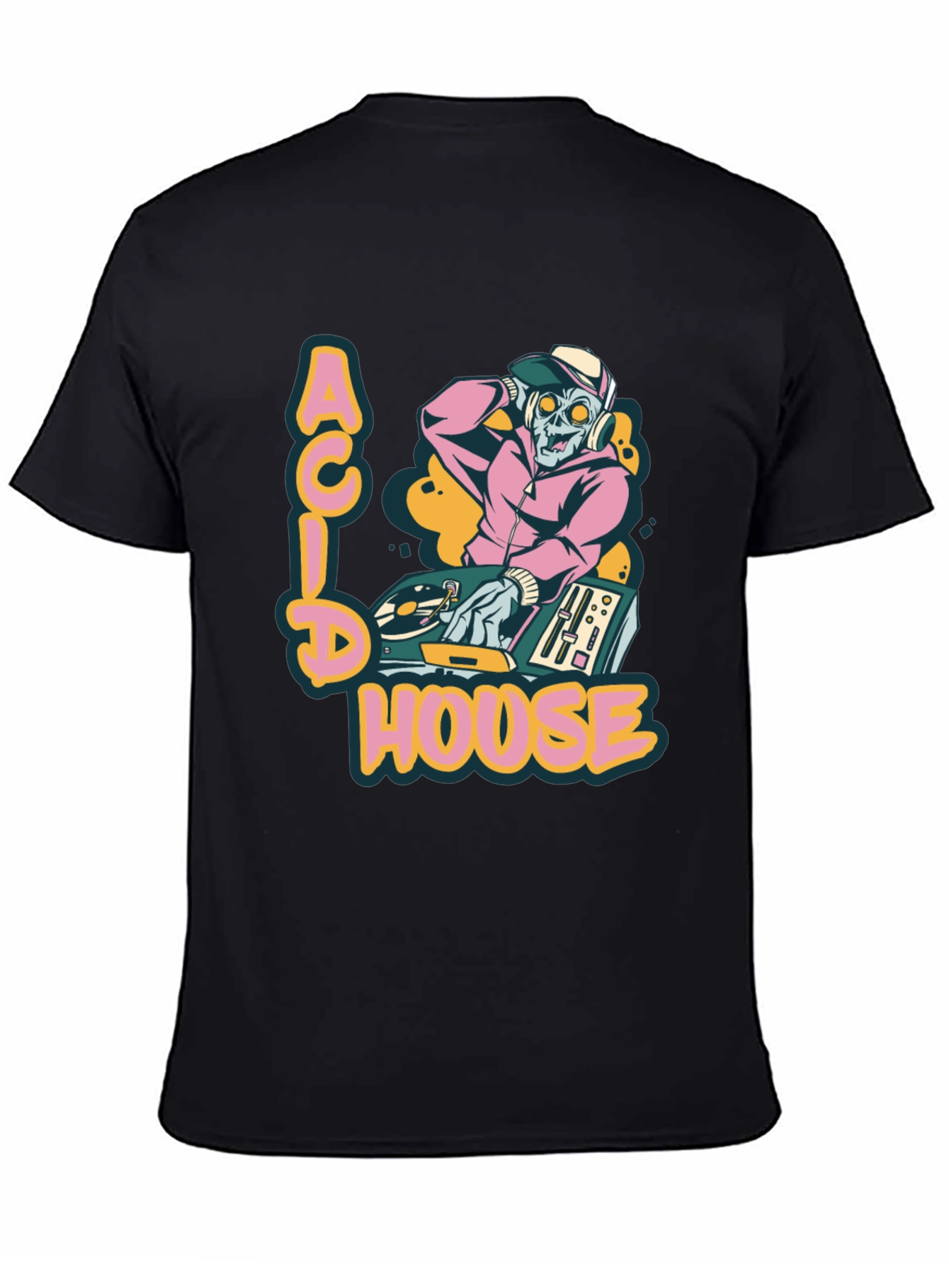 Acid House DJ Zombie Graphic Tee - Black