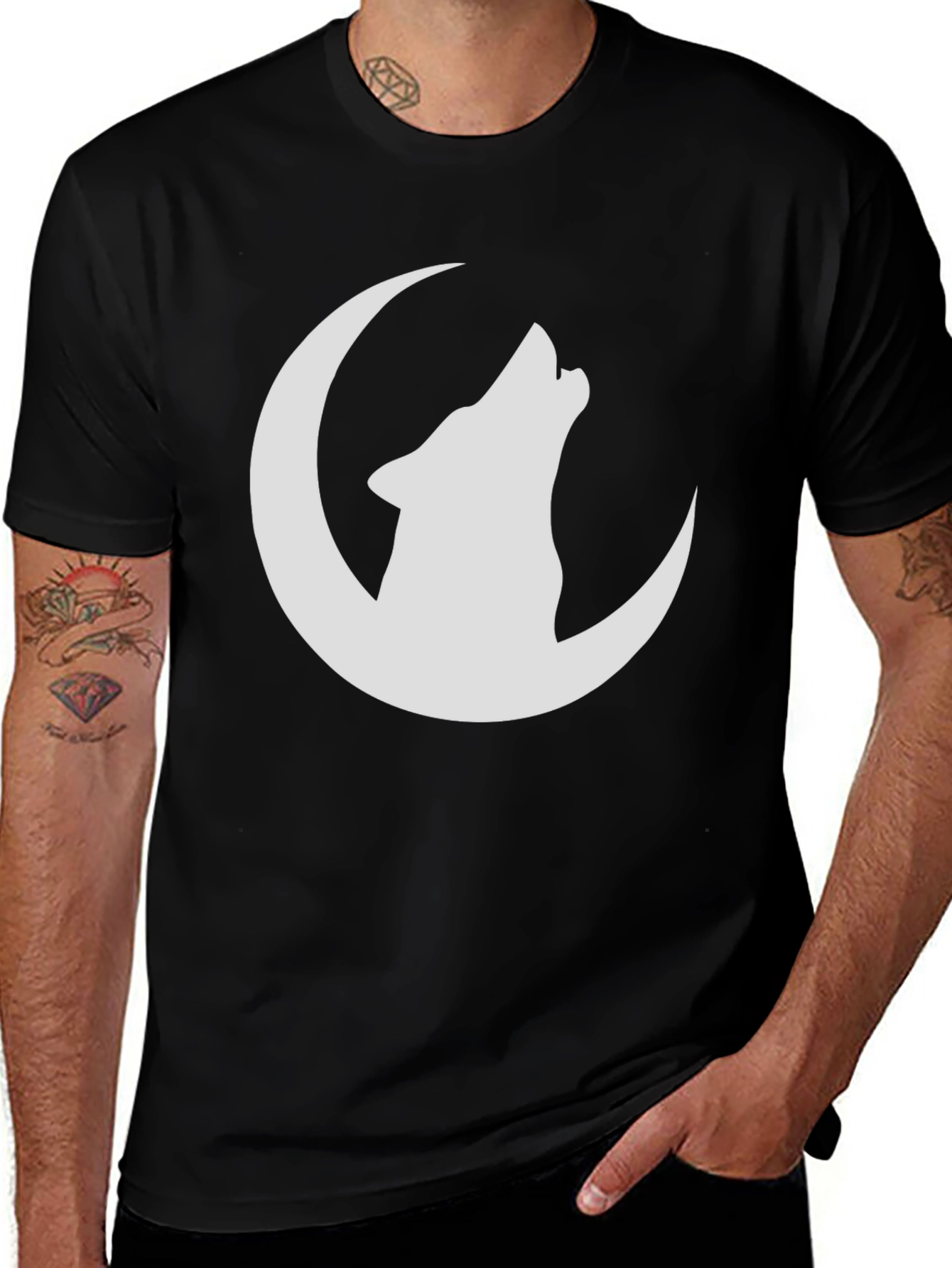 Wolf Moon Graphic T-Shirt - Black
