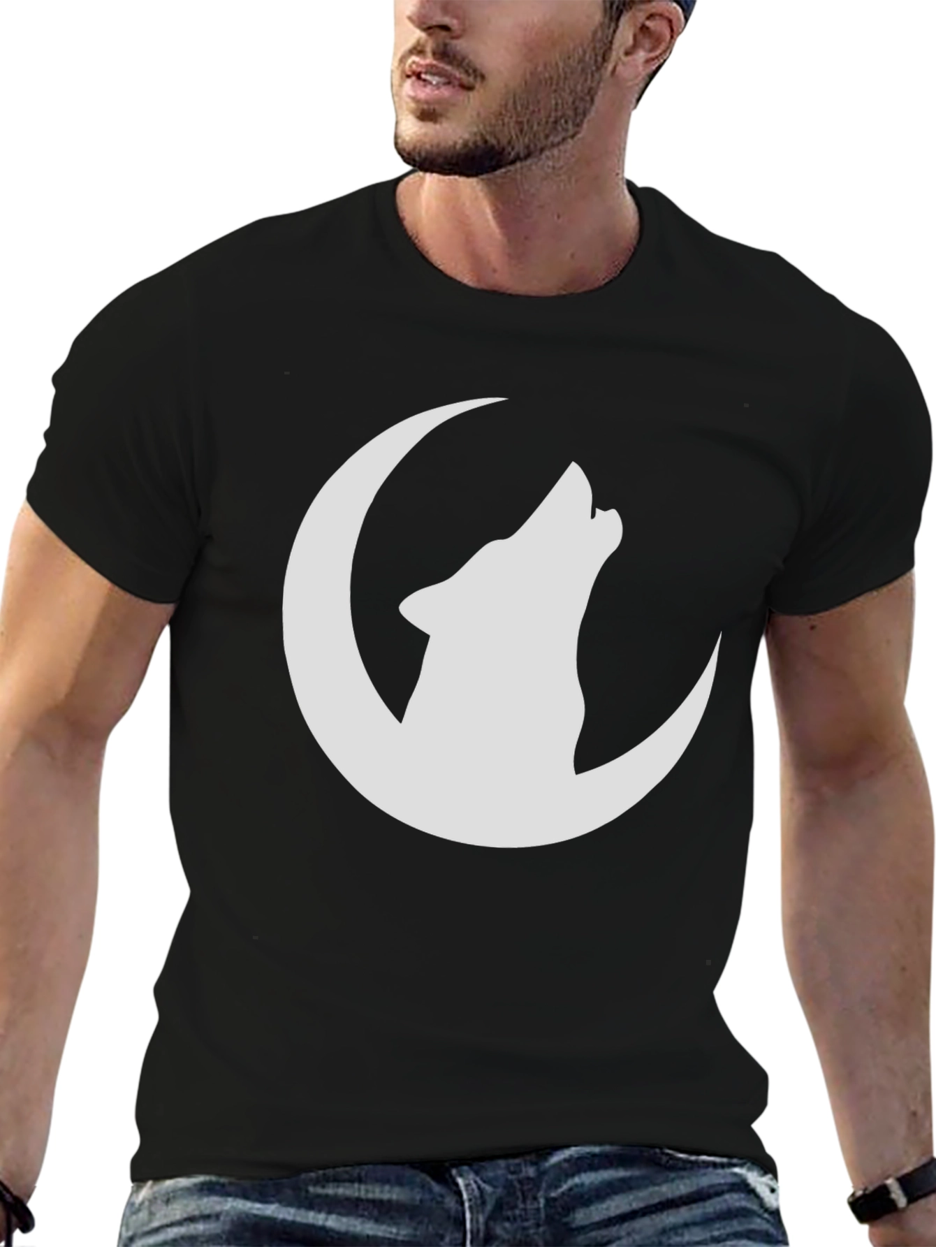 Wolf Moon Graphic T-Shirt - Black