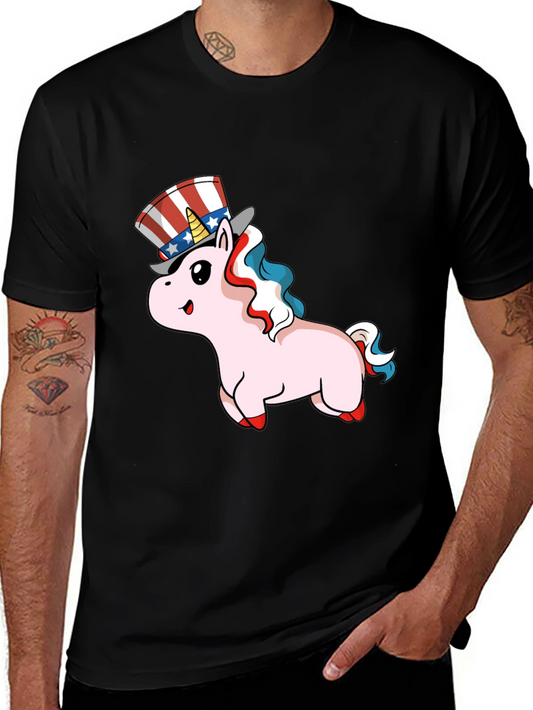 Patriotic Unicorn Graphic Tee - USA Pride