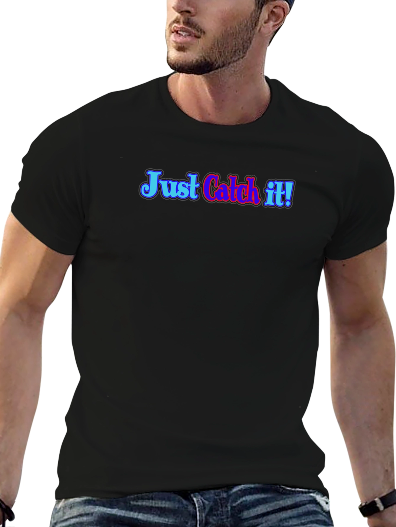 Just Catch It! Black Graphic Tee
