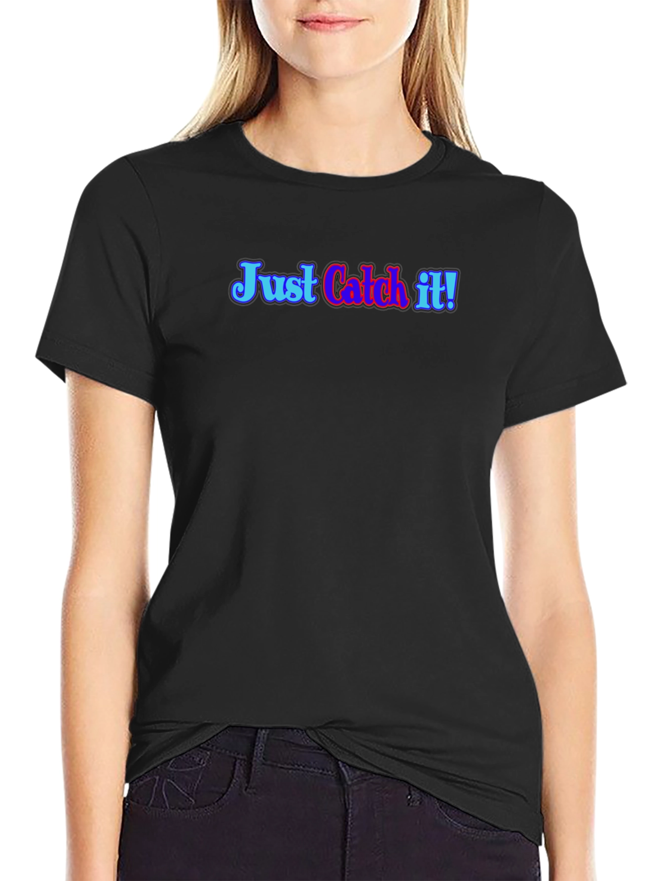 Just Catch It! Black Graphic Tee