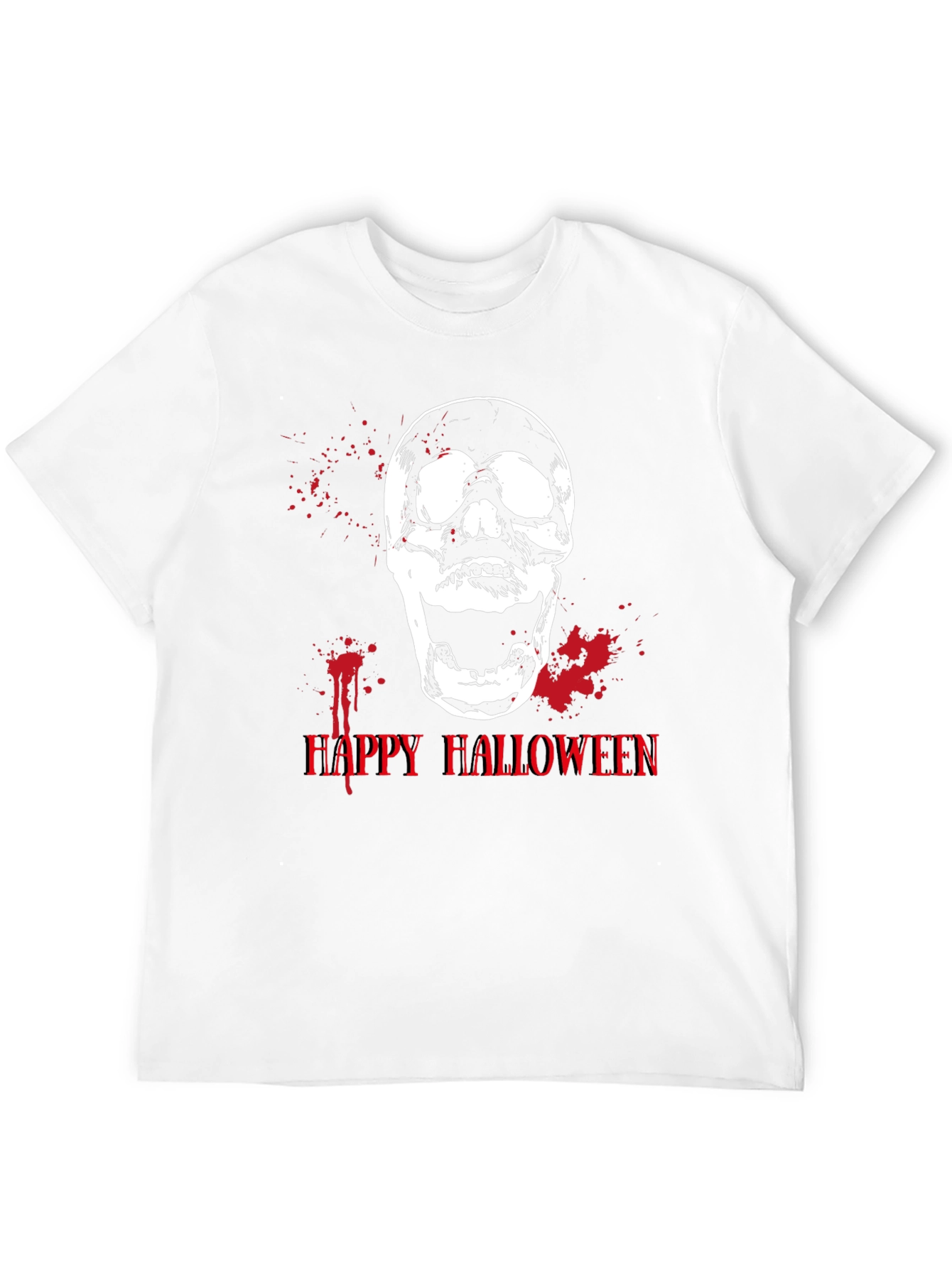 Happy Halloween Skull Graphic Tee - Mens Black T-Shirt