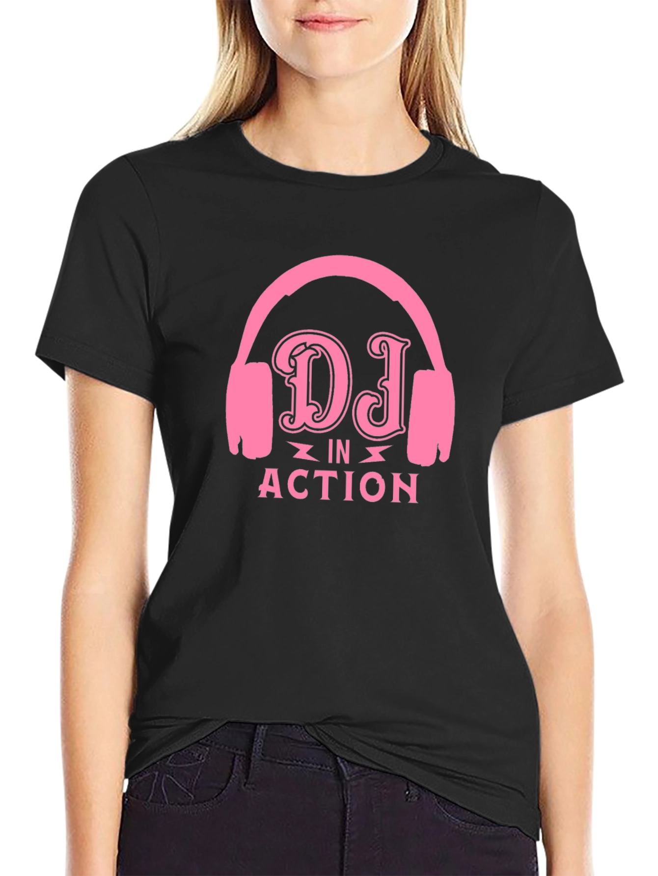 DJ in Action Graphic T-Shirt - Black Cotton Tee