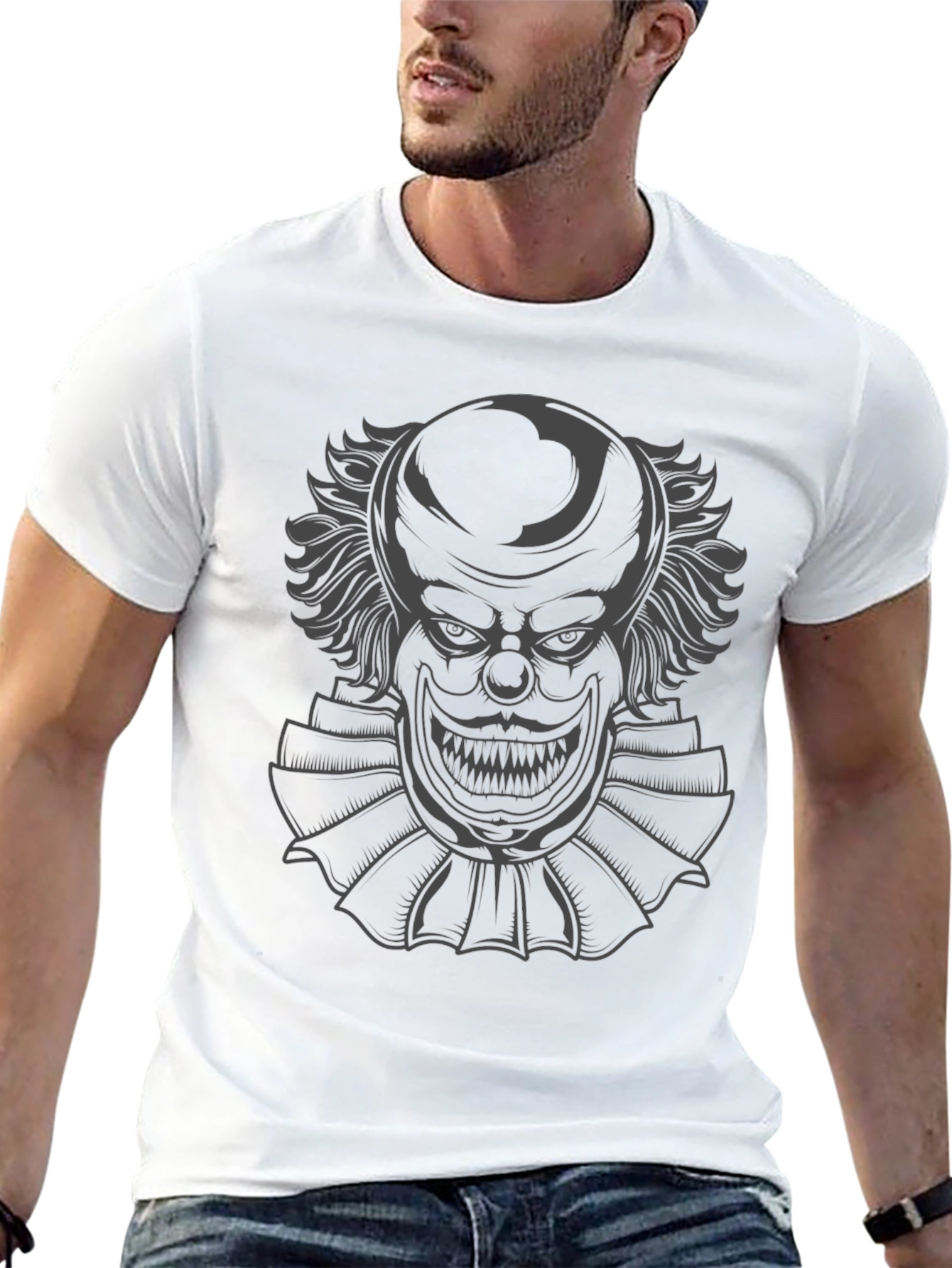 Mens Black T-Shirt with Clown Graphic