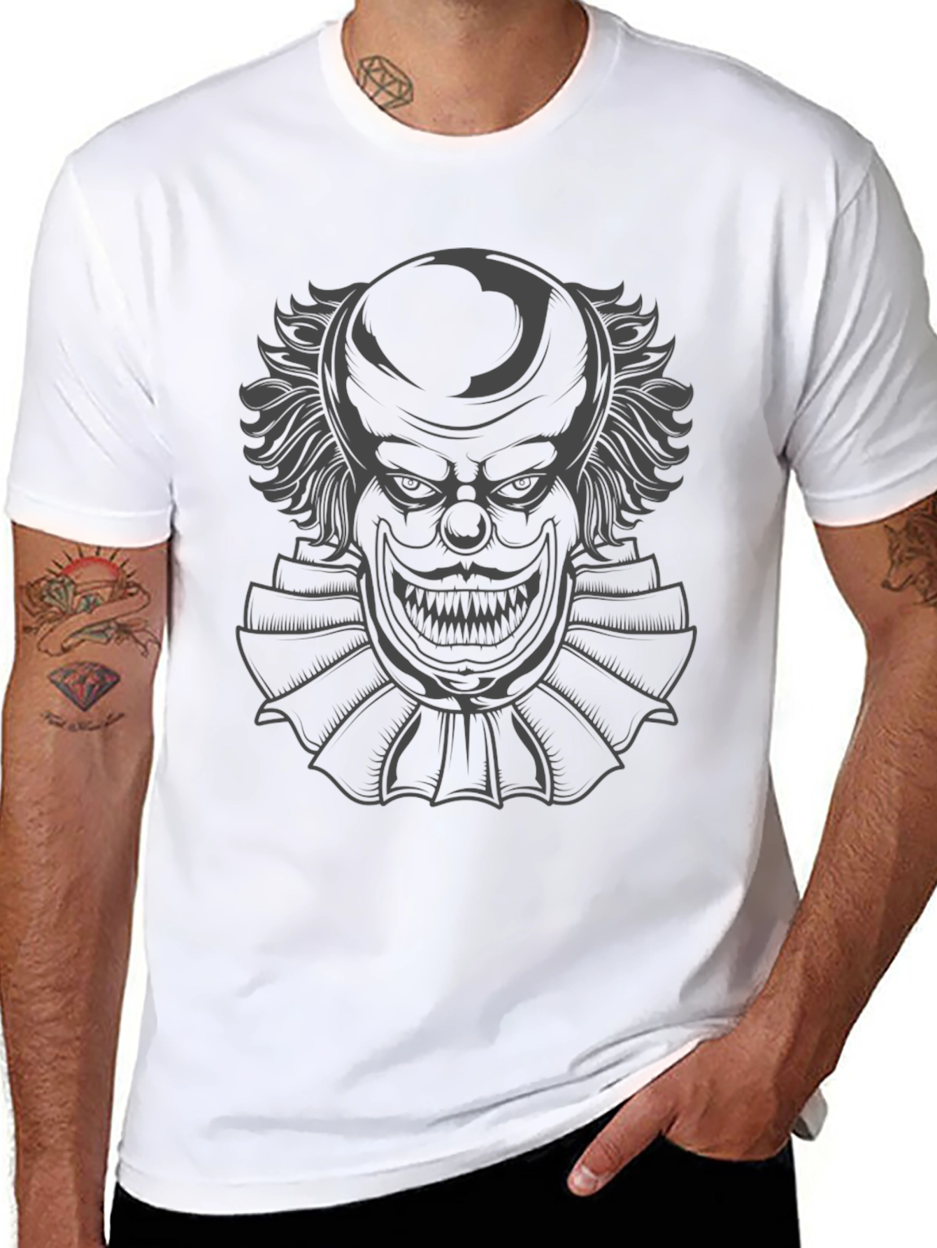 Mens Black T-Shirt with Clown Graphic