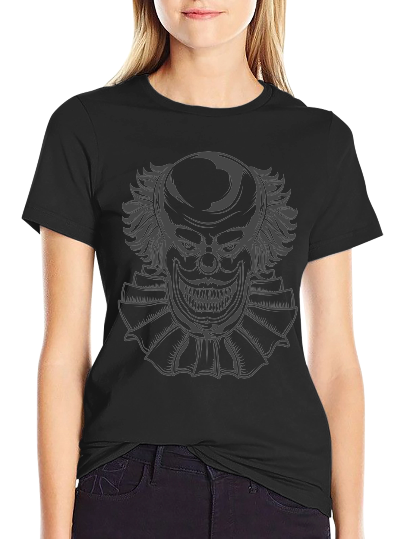 Mens Black T-Shirt with Clown Graphic
